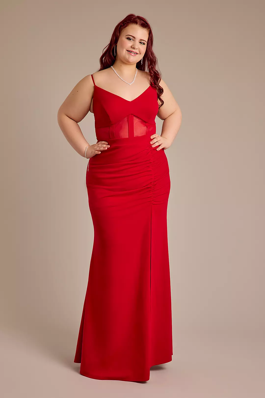 Crepe Corset Sheath Dress with Illusion Bodice - Image 4