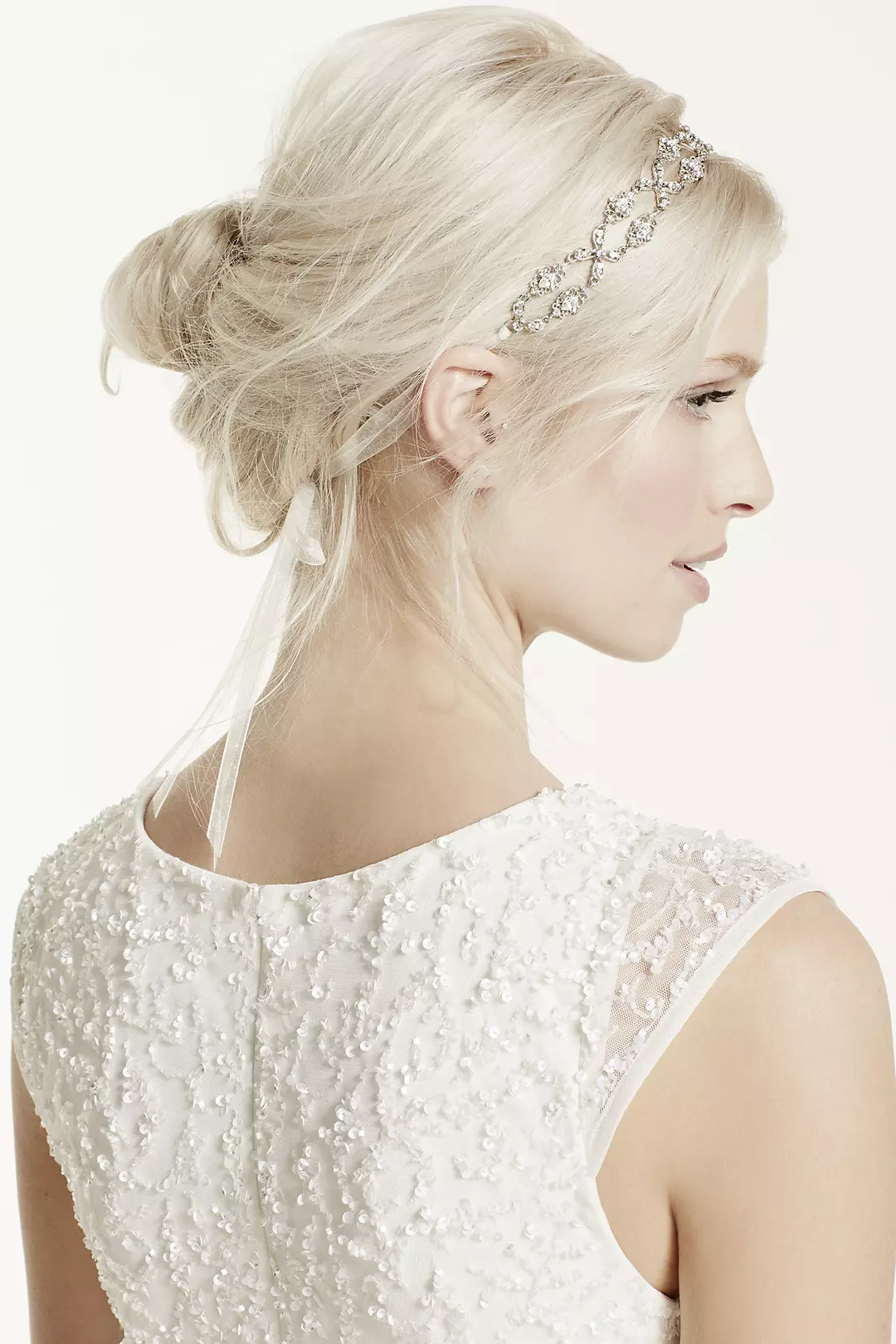 Crisscross Crystal Tie Back Ribbon Headband - Image 3