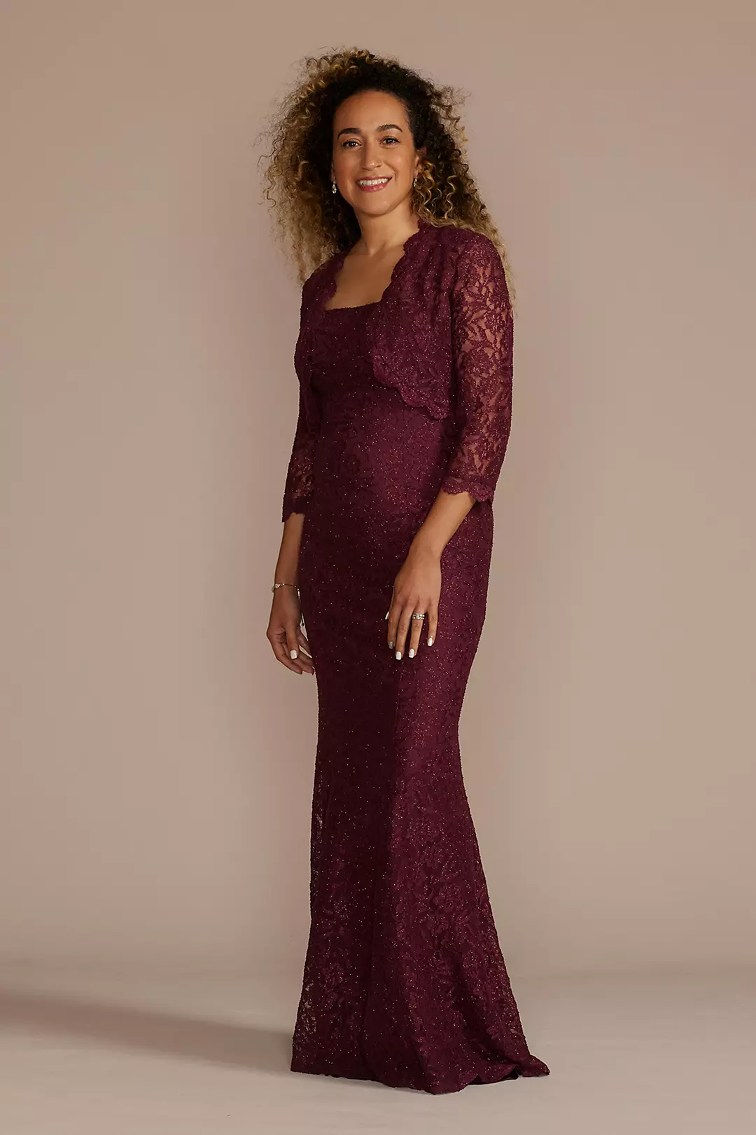 Floor Length Lace Sheath with Bolero Jacket - Image 10