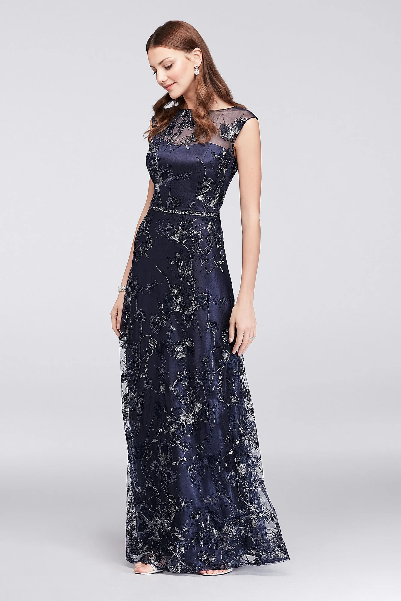 Floral-Embroidered Illusion Ball Gown - Image 3