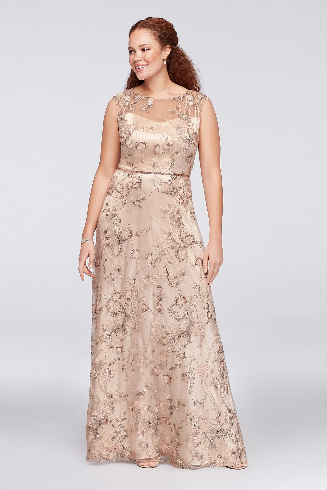Floral-Embroidered Illusion Ball Gown - Image 4