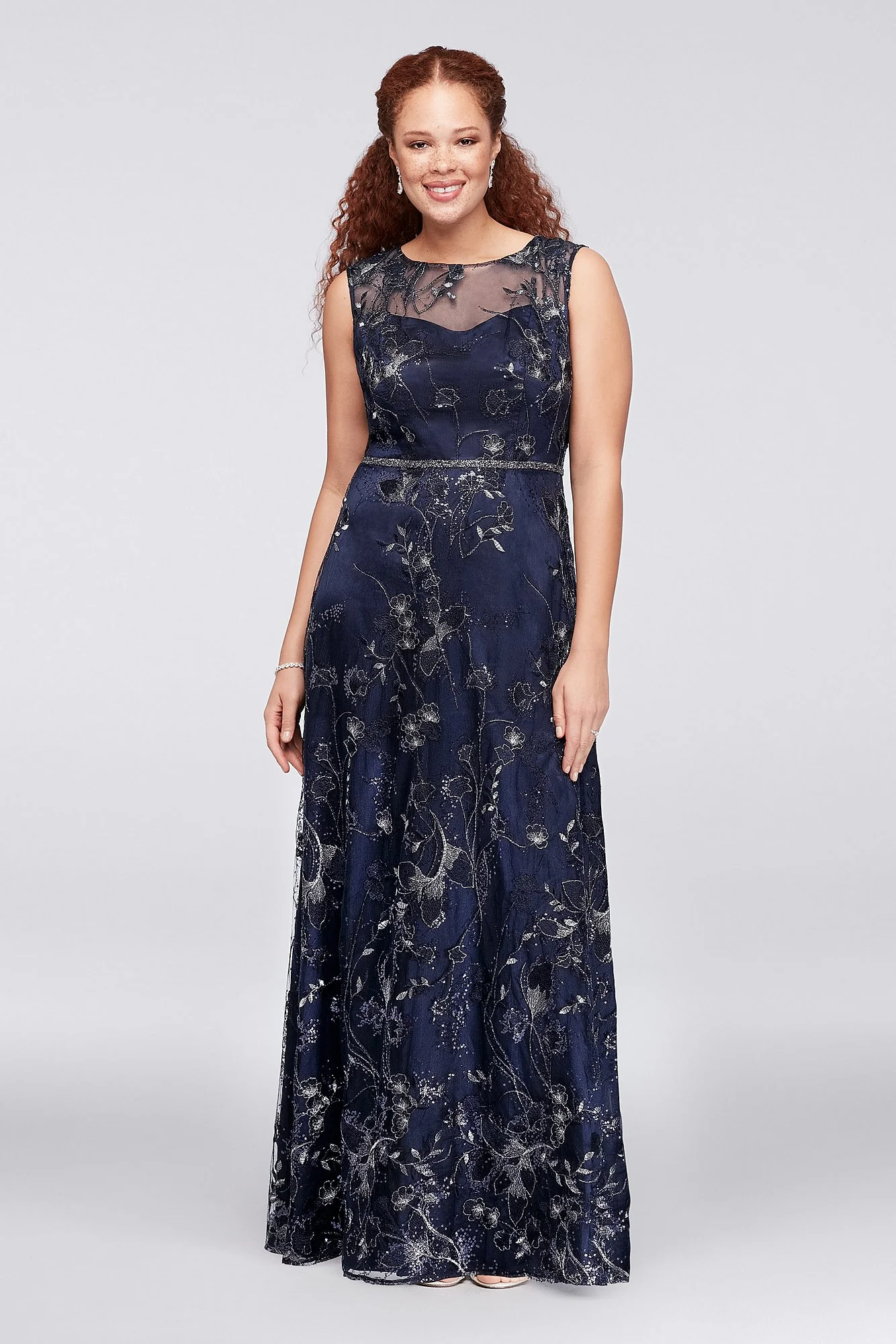 Floral-Embroidered Illusion Ball Gown - Image 5