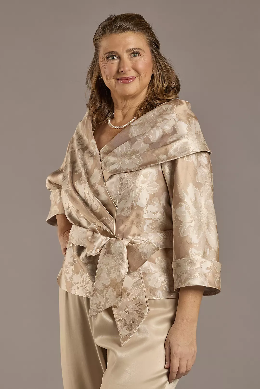 Floral Print Tie-Front Shawl Collar Jacket - Image 3