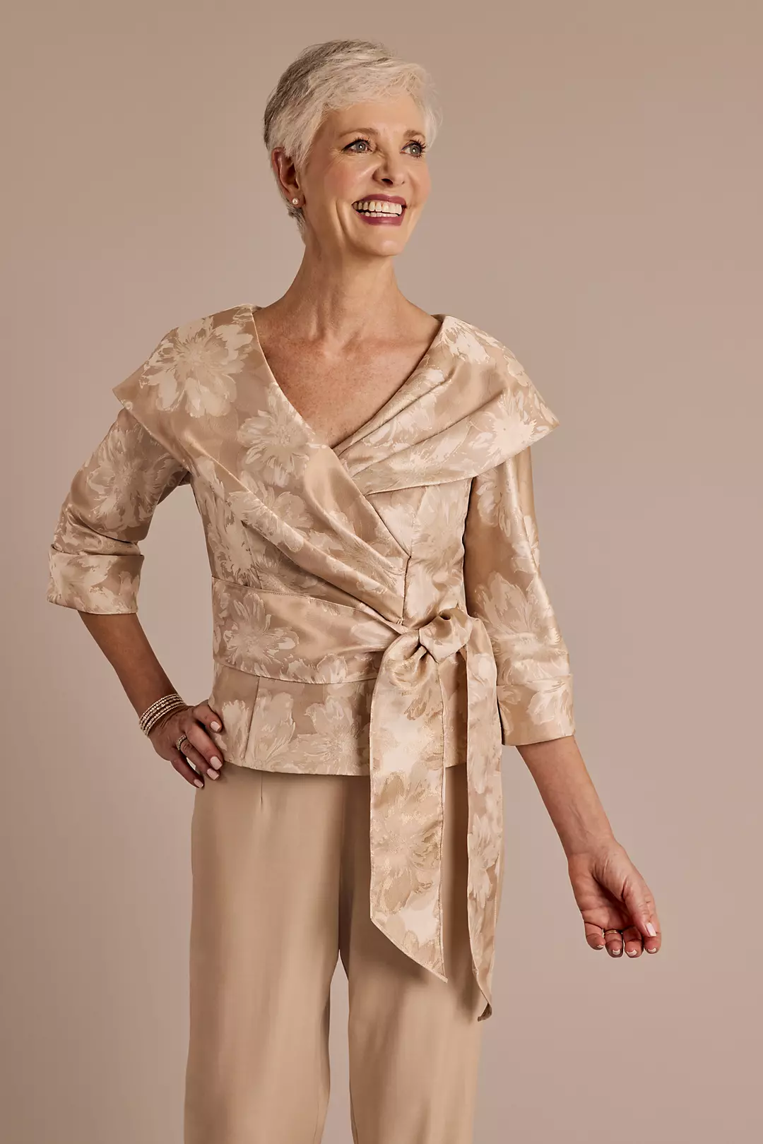 Floral Print Tie-Front Shawl Collar Jacket - Image 4