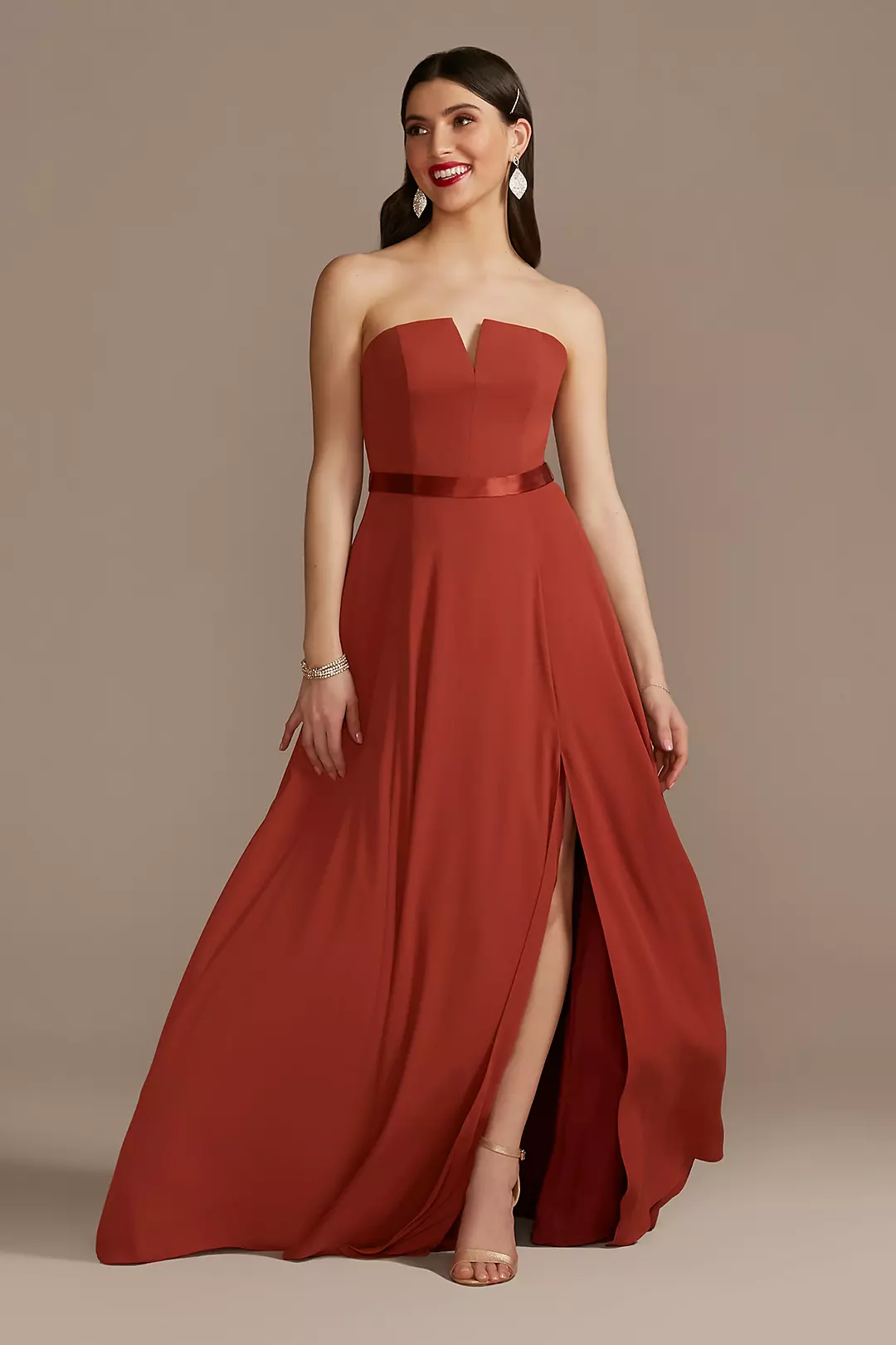 Georgette V-Wire Bridesmaid Dress with Corset Back - Image 12