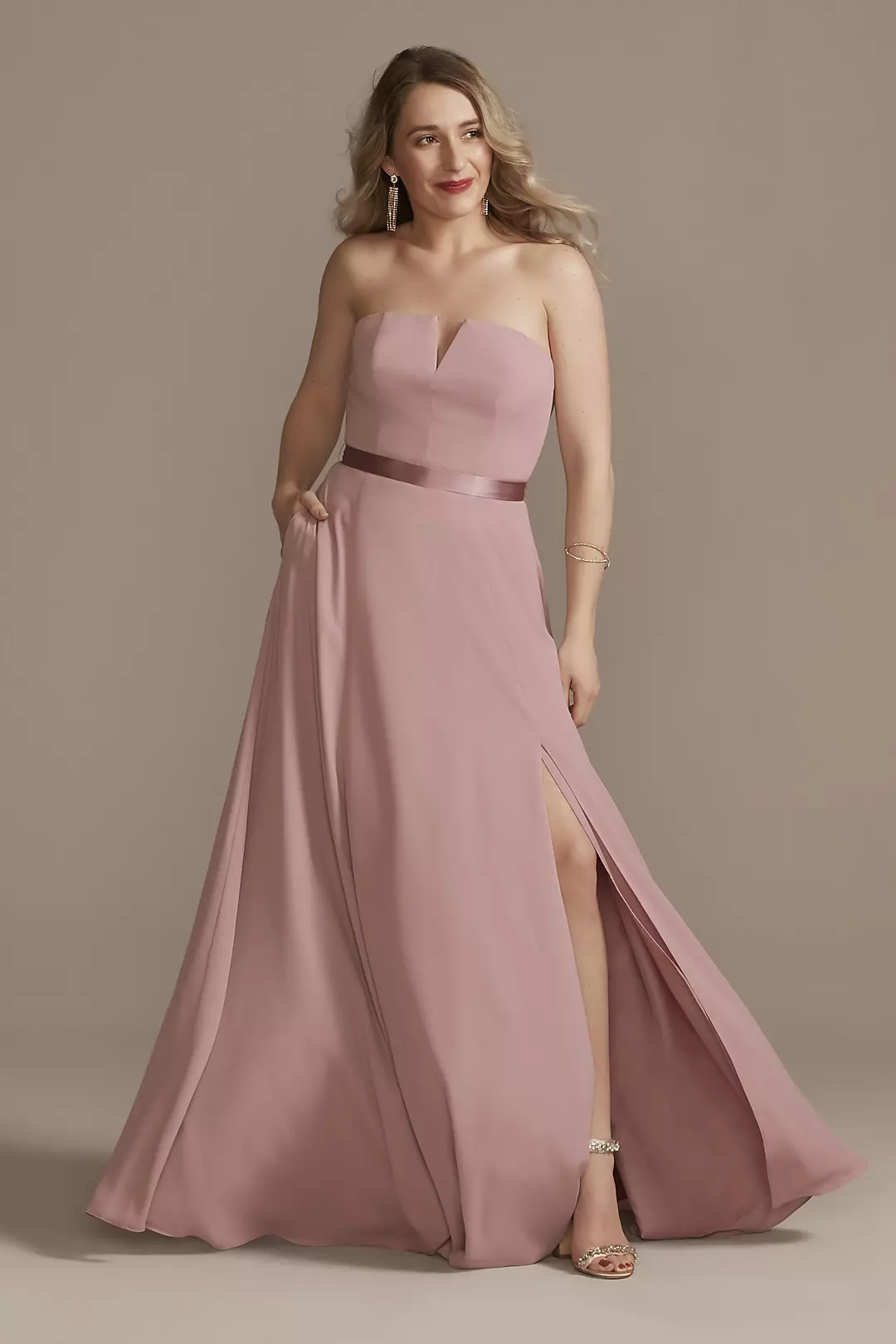 Georgette V-Wire Bridesmaid Dress with Corset Back - Image 18