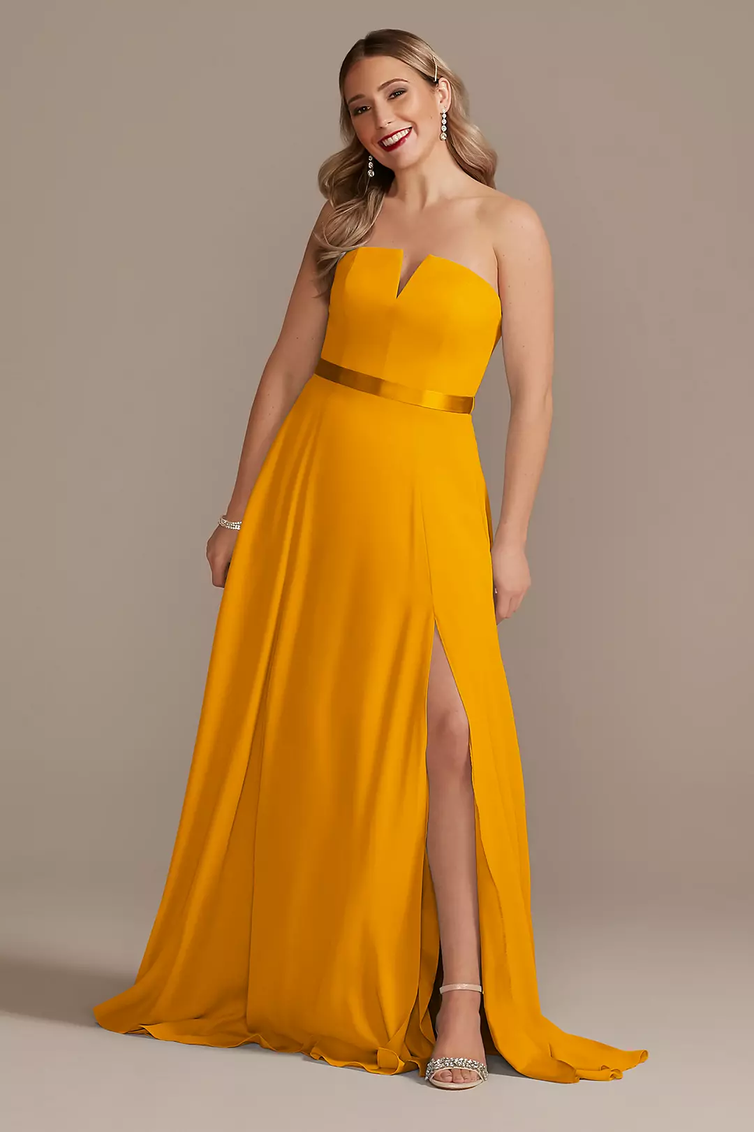 Georgette V-Wire Bridesmaid Dress with Corset Back - Image 19