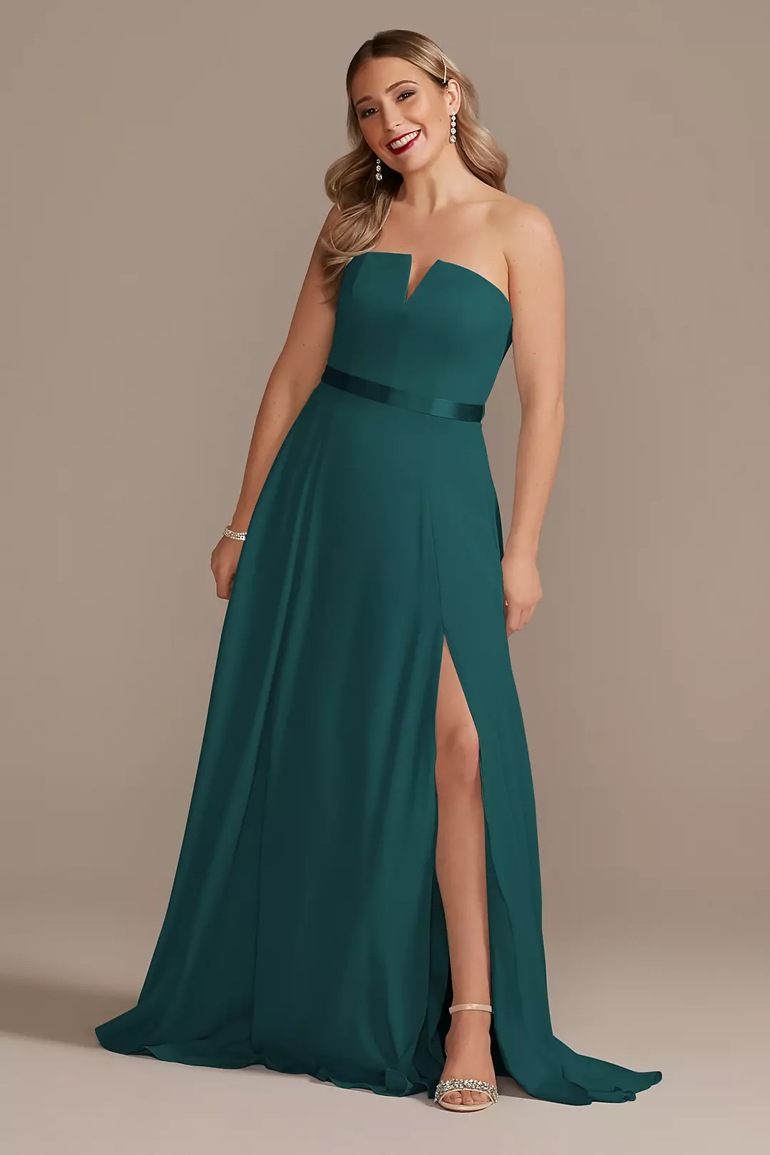 Georgette V-Wire Bridesmaid Dress with Corset Back - Image 20
