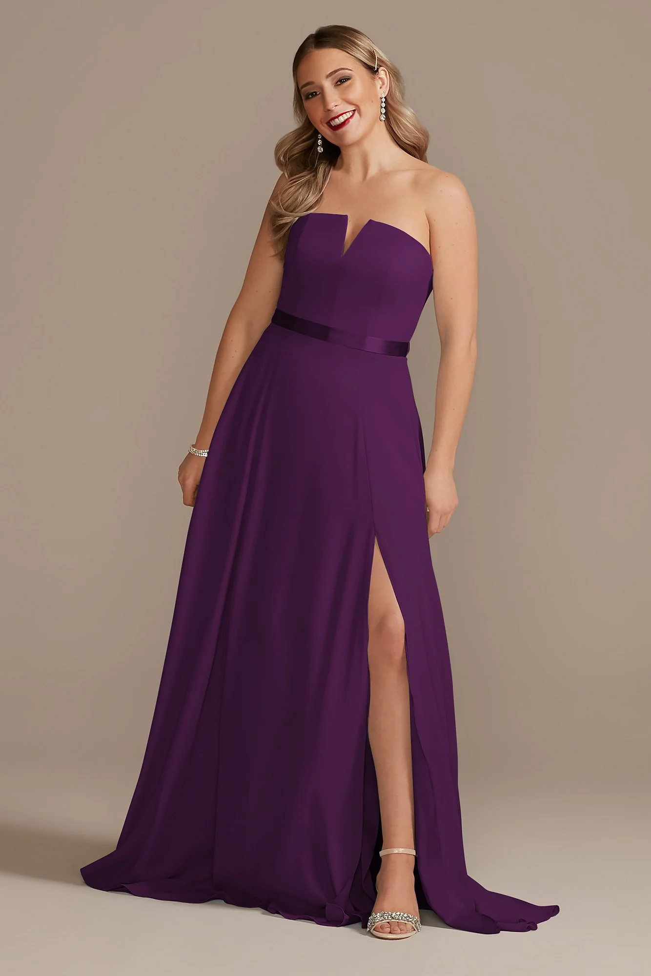 Georgette V-Wire Bridesmaid Dress with Corset Back - Image 22
