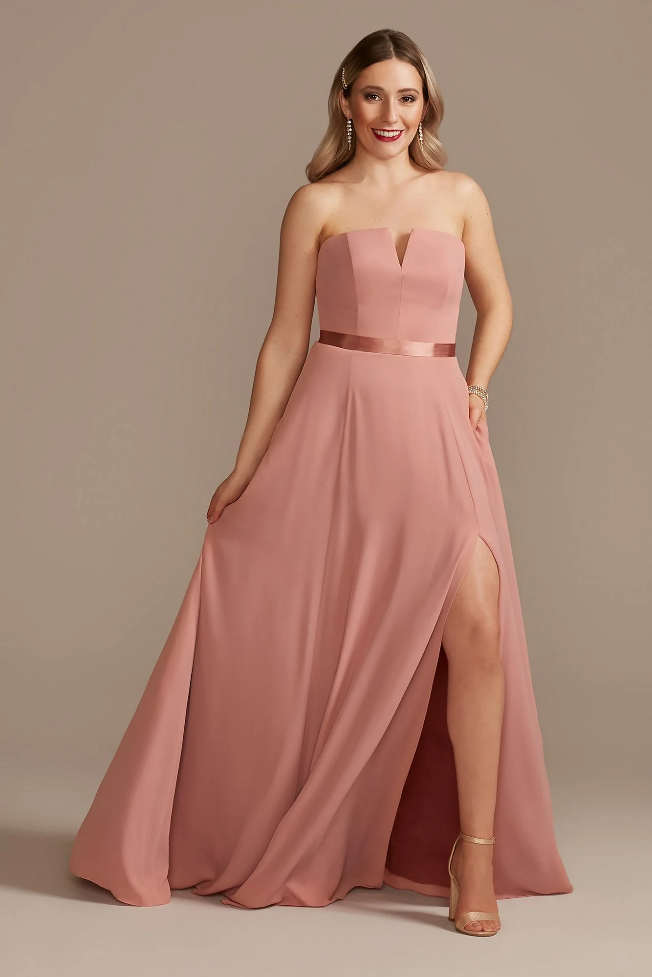 Georgette V-Wire Bridesmaid Dress with Corset Back - Image 3