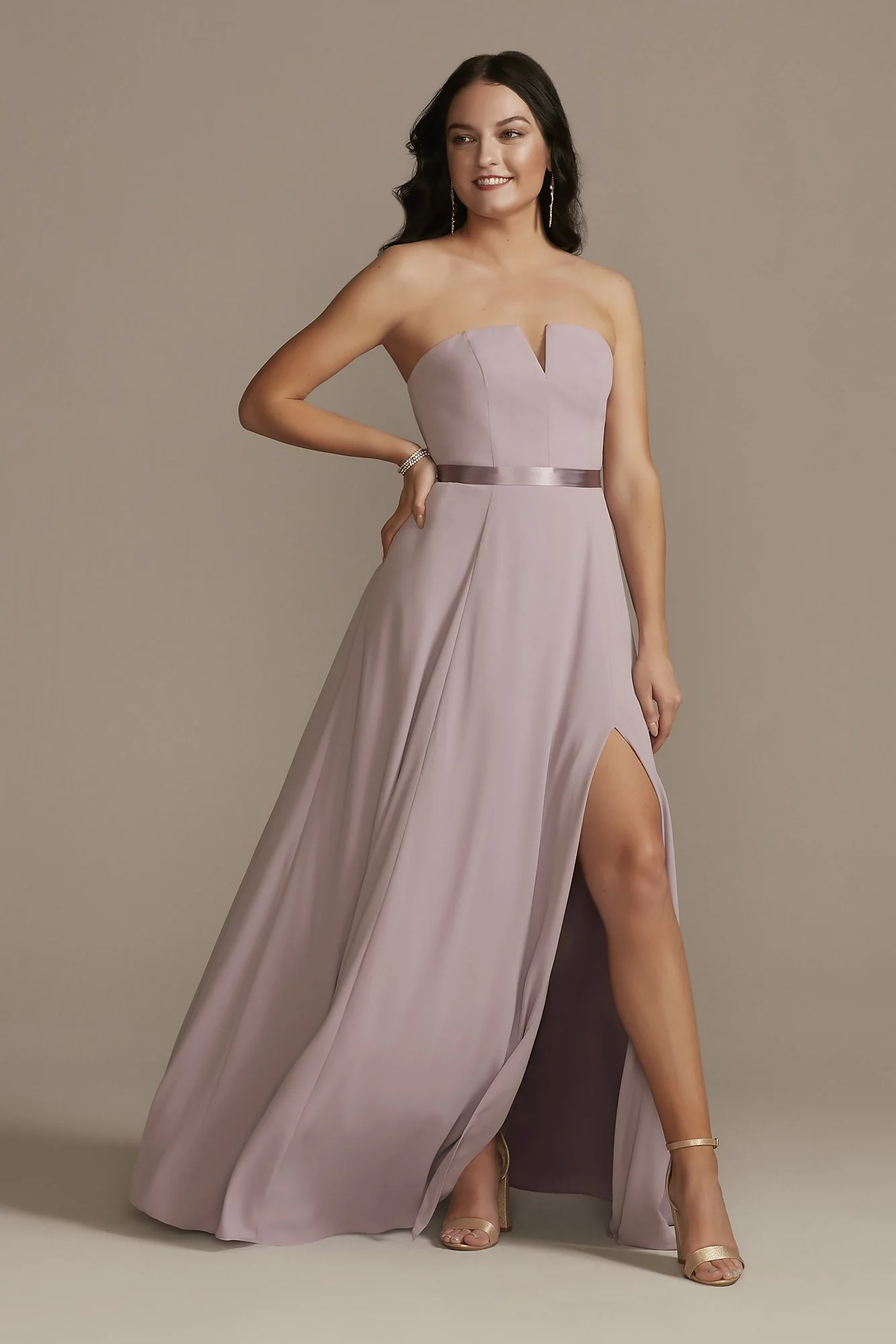 Georgette V-Wire Bridesmaid Dress with Corset Back - Image 4