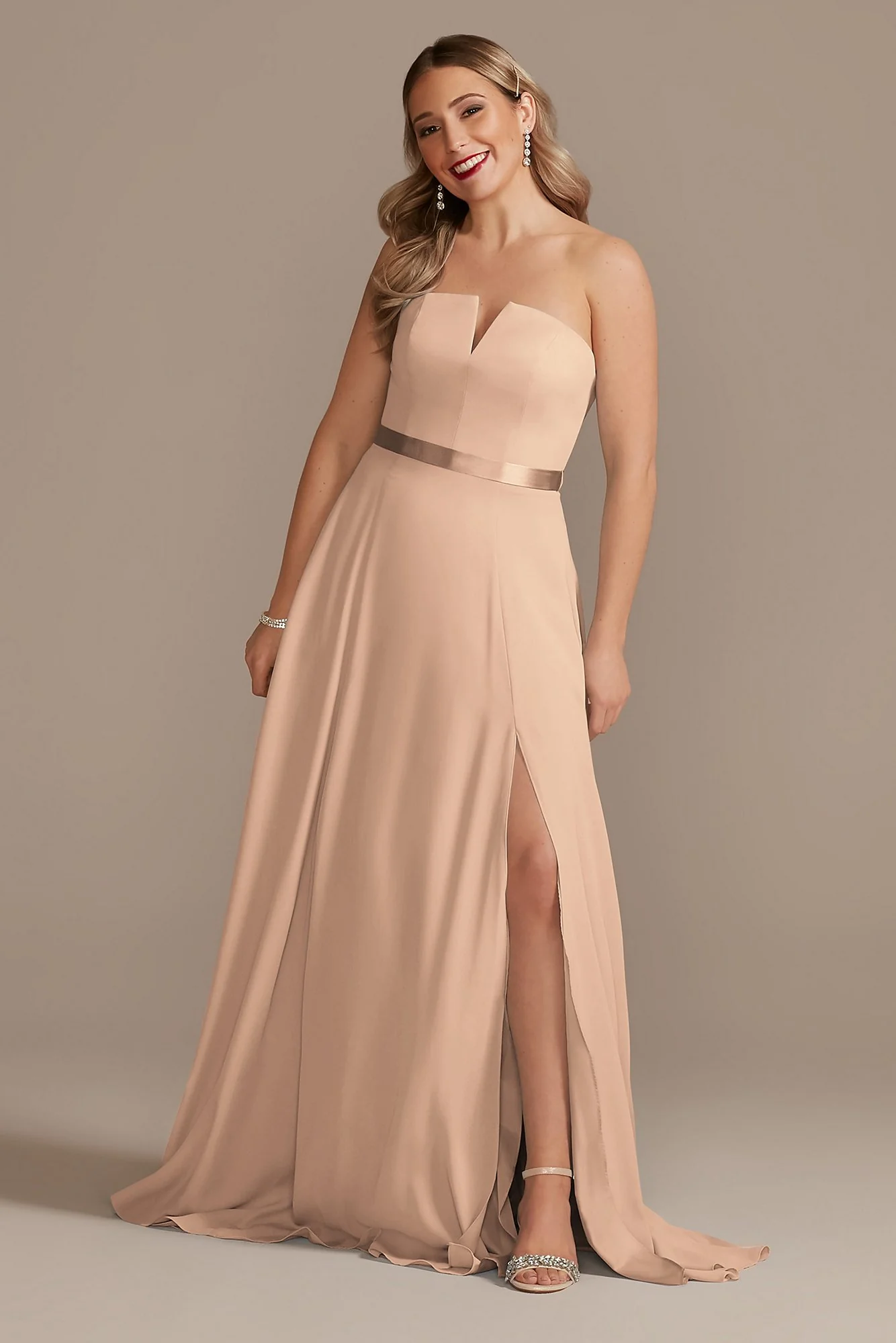 Georgette V-Wire Bridesmaid Dress with Corset Back - Image 8