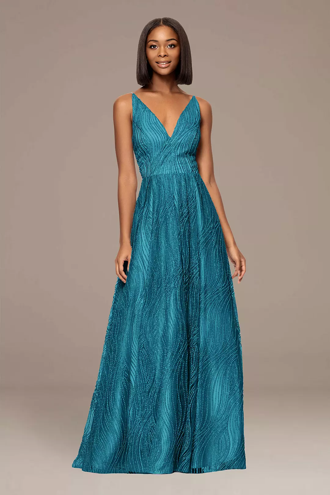 Glitter Encrusted V-Neck Ball Gown - Image 4