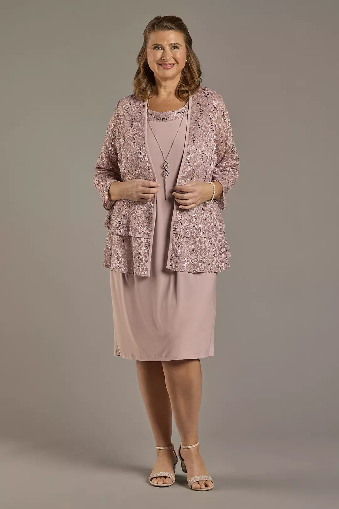 Glitter Jacket Dress with Necklace - Image 4