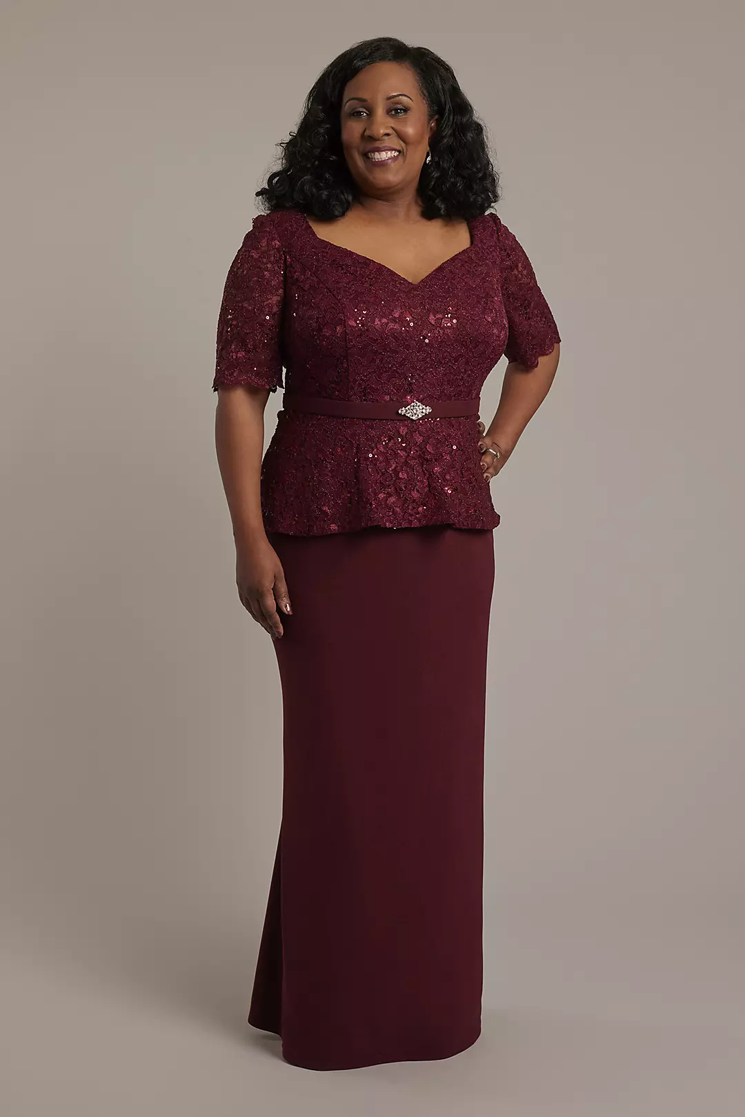 Glitter Lace Peplum Sheath Dress - Image 18