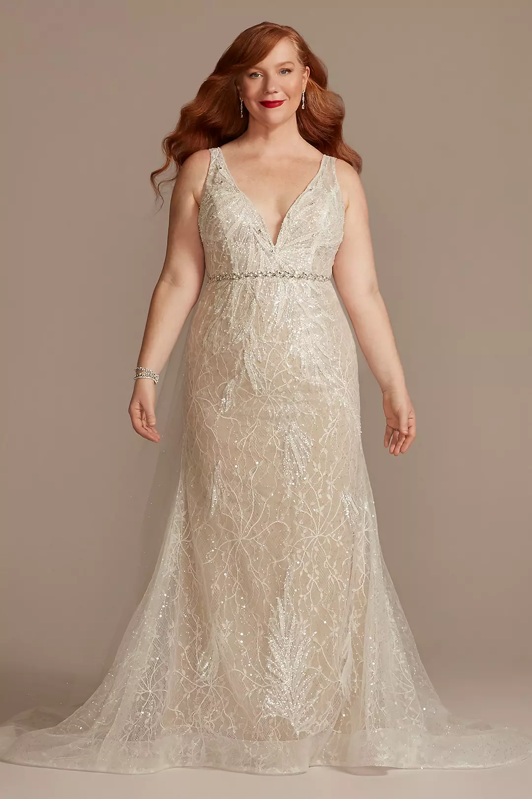 Horsehair Trim Beaded Lace Low Back Wedding Dress - Image 13