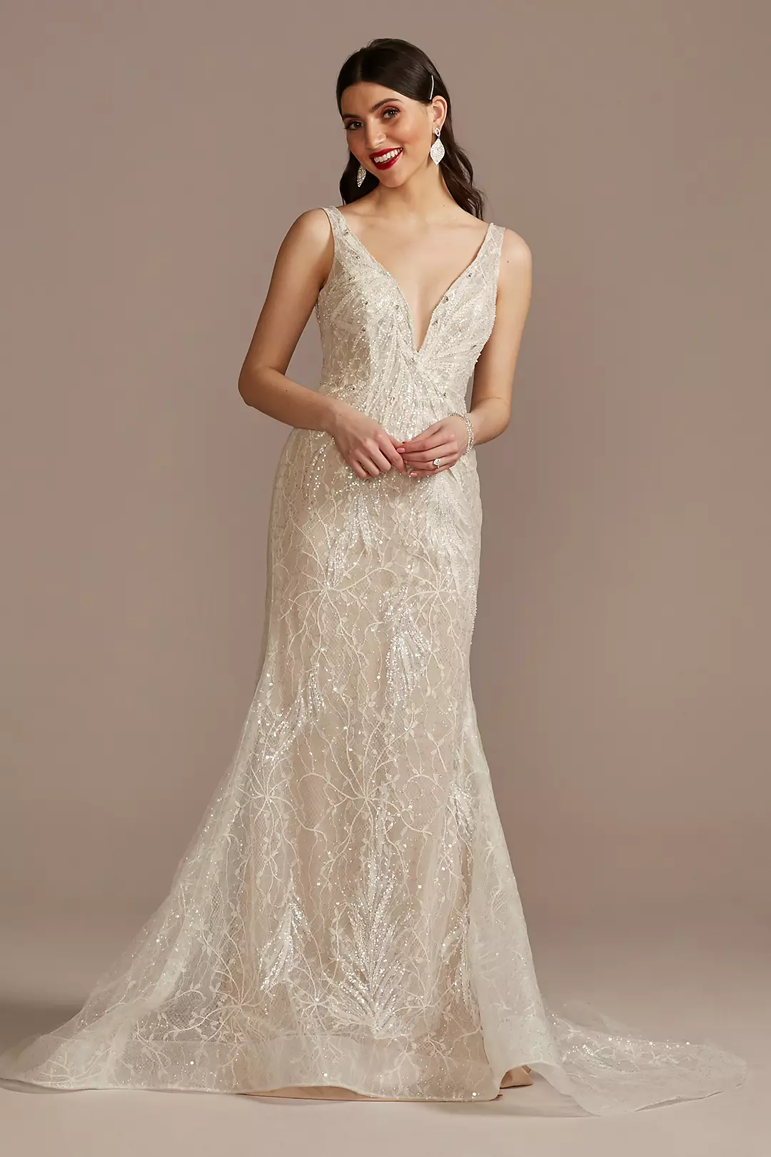 Horsehair Trim Beaded Lace Low Back Wedding Dress - Image 15