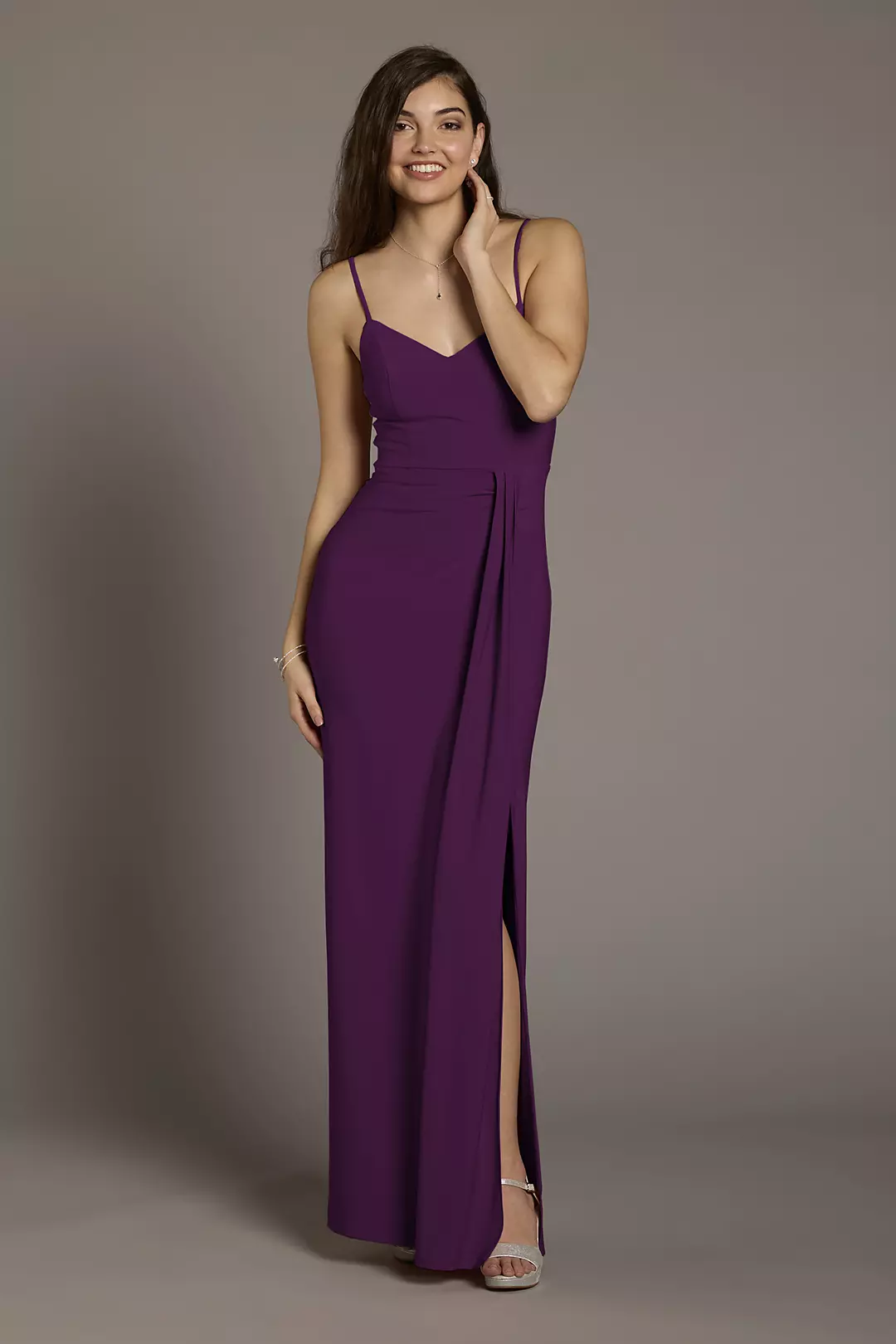 Jersey V-Neck Ruched Sheath Dress - Image 15