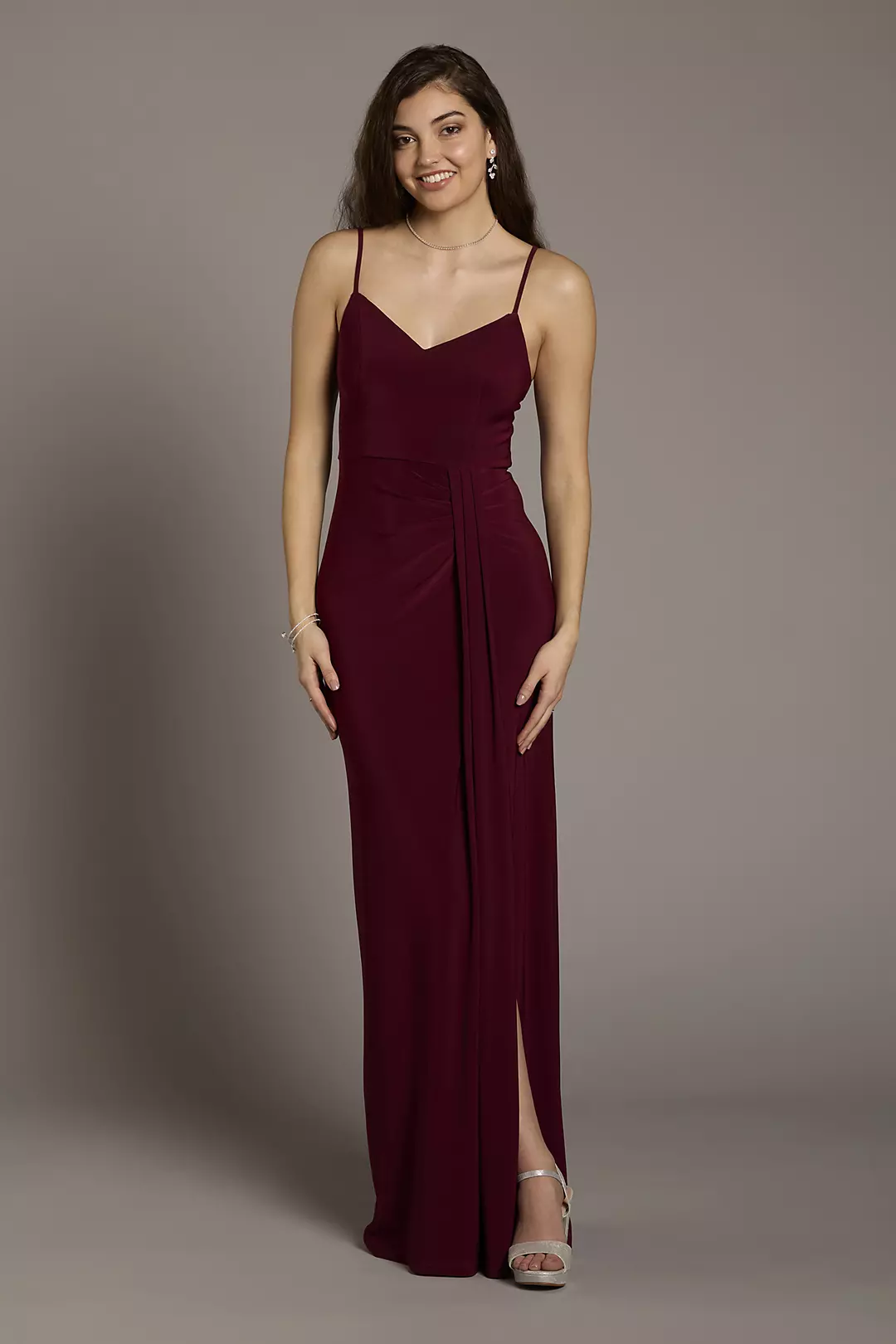 Jersey V-Neck Ruched Sheath Dress - Image 9