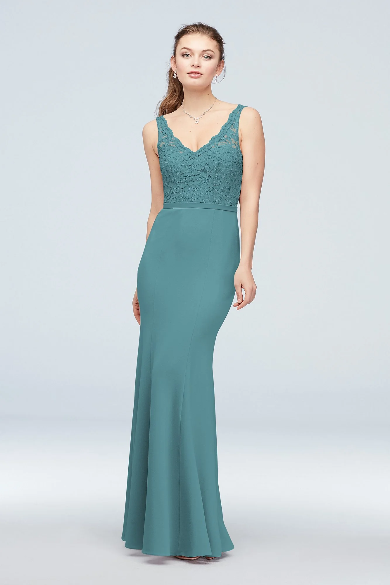 Lace and Stretch Crepe V-Neck Bridesmaid Dress - Image 10