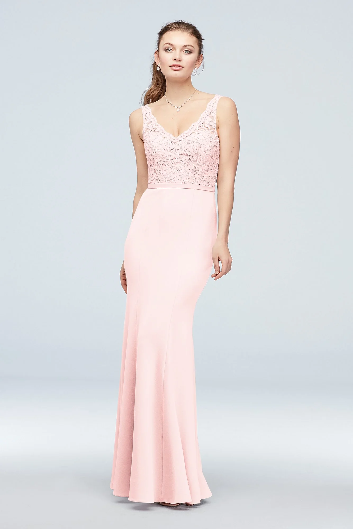 Lace and Stretch Crepe V-Neck Bridesmaid Dress - Image 11