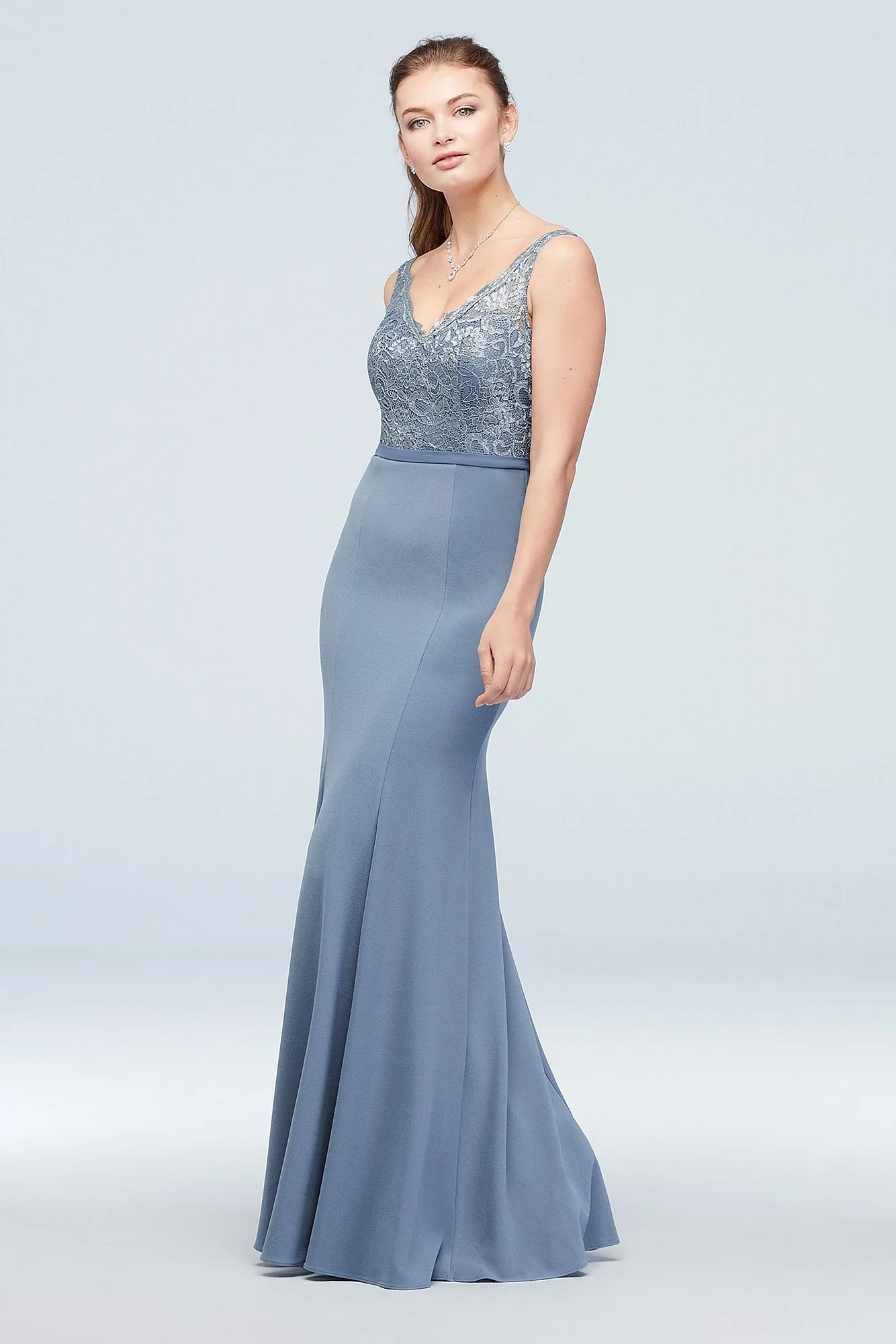Lace and Stretch Crepe V-Neck Bridesmaid Dress - Image 17