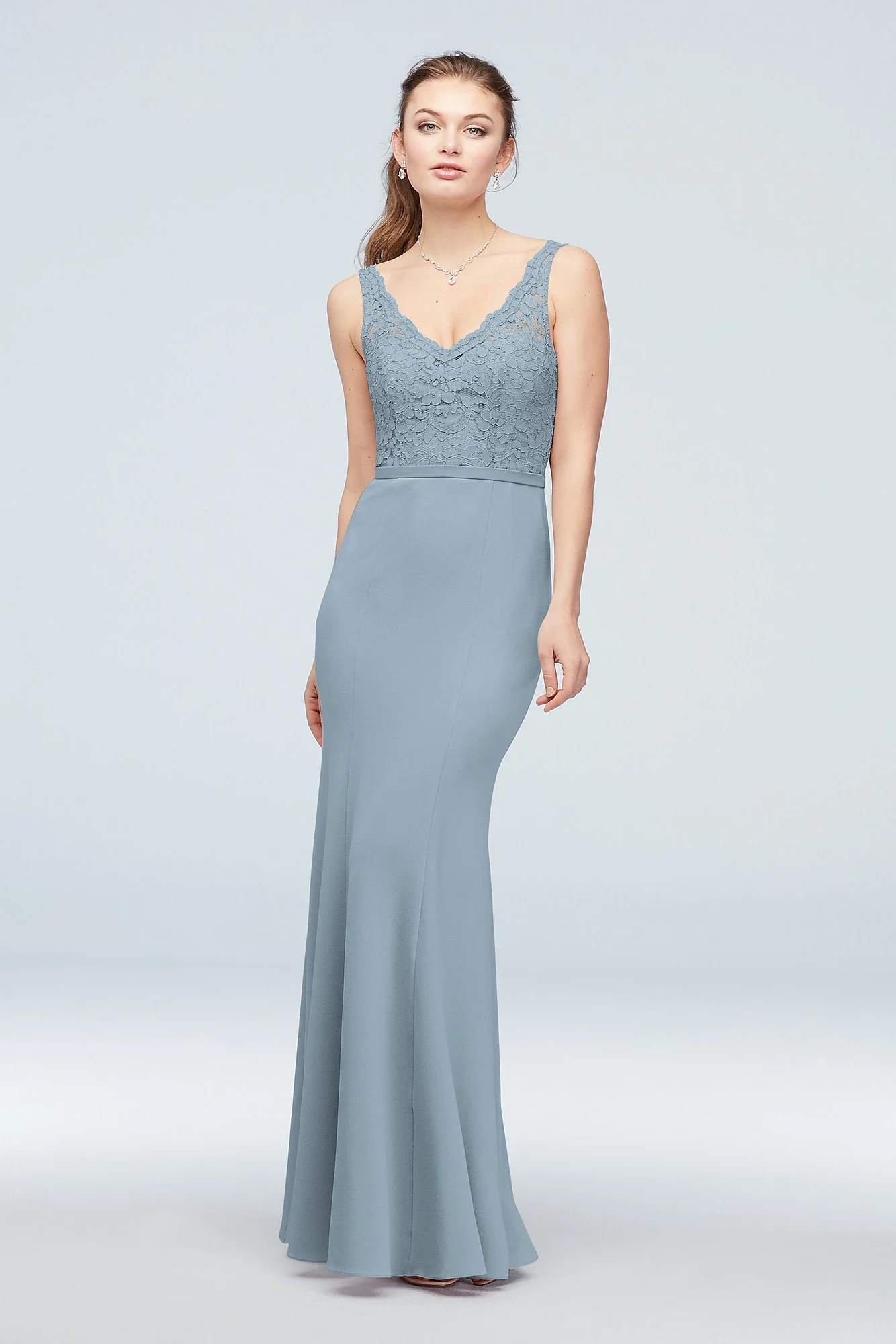 Lace and Stretch Crepe V-Neck Bridesmaid Dress - Image 18