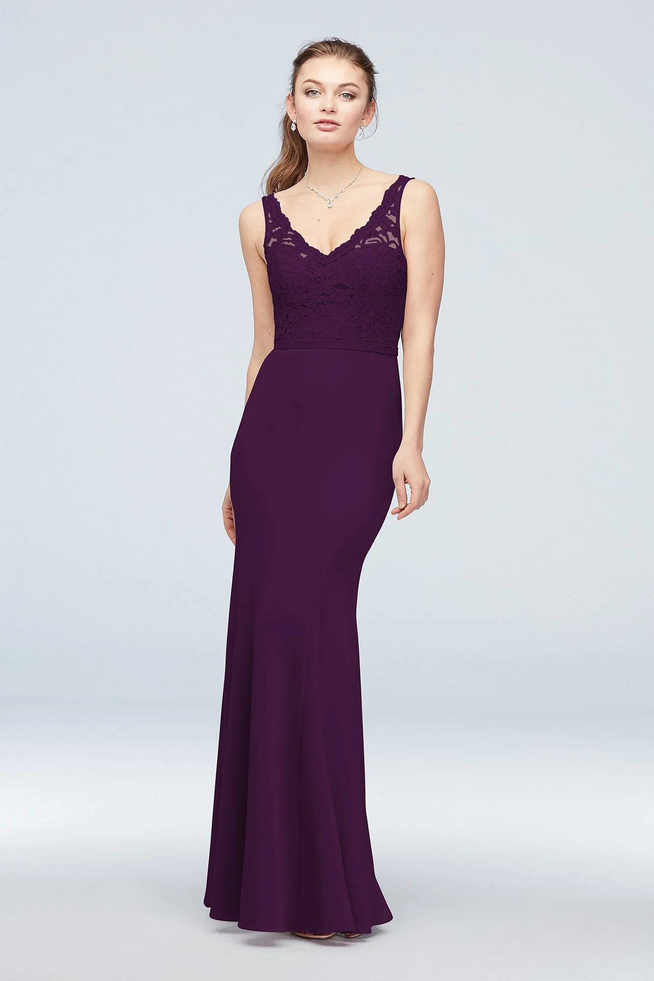 Lace and Stretch Crepe V-Neck Bridesmaid Dress - Image 21
