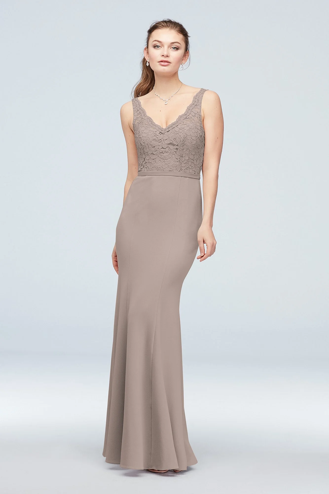 Lace and Stretch Crepe V-Neck Bridesmaid Dress - Image 23