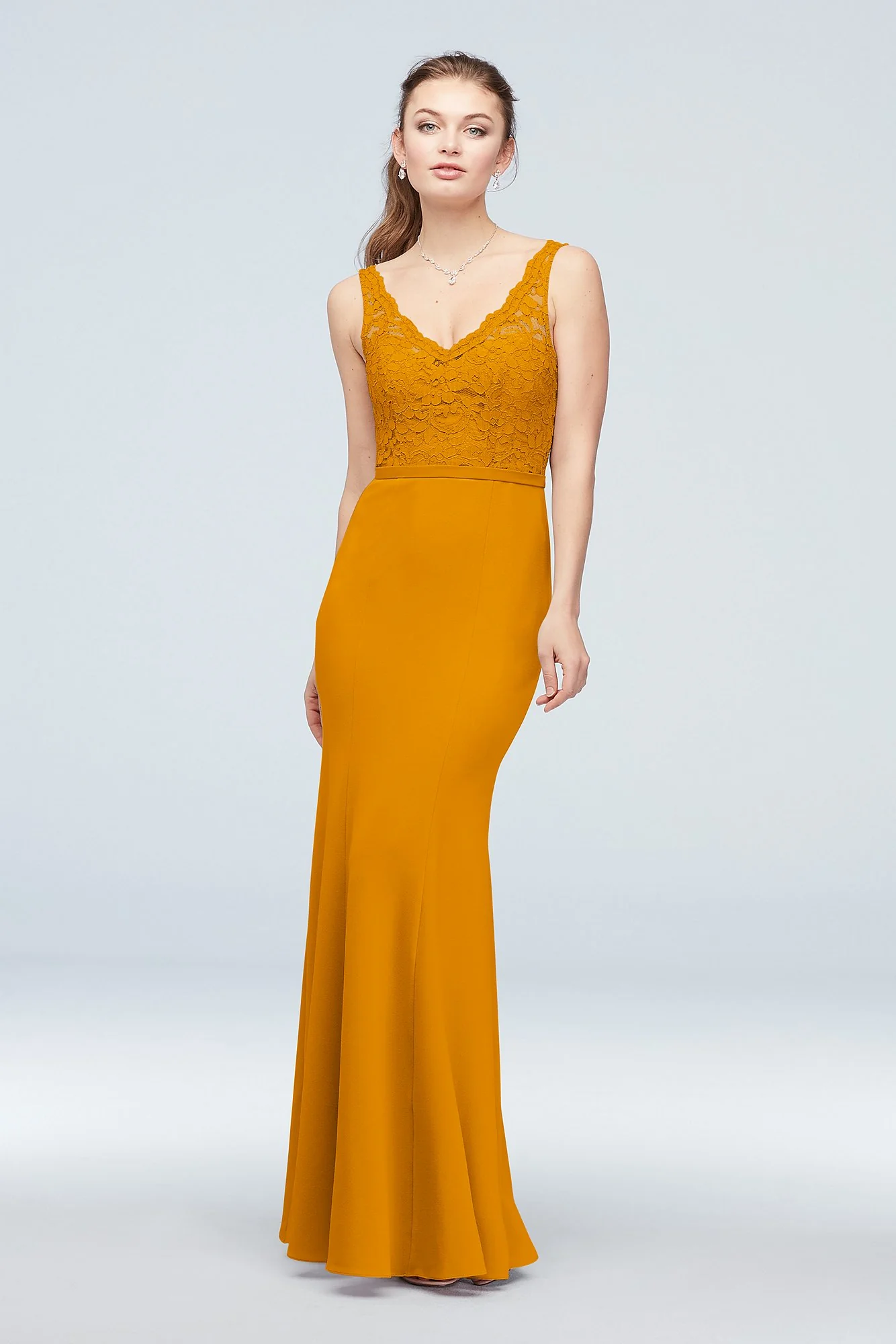 Lace and Stretch Crepe V-Neck Bridesmaid Dress - Image 25