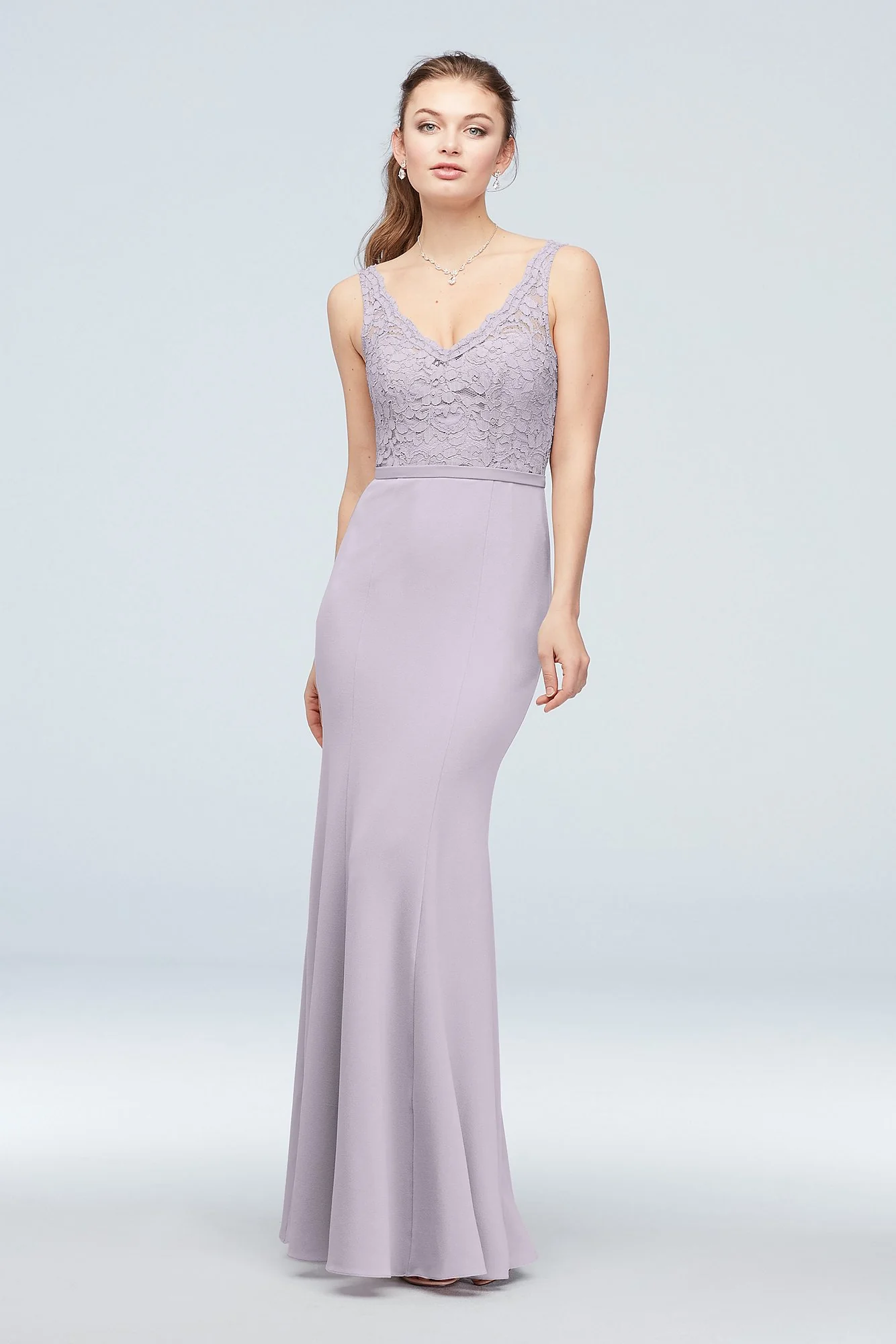 Lace and Stretch Crepe V-Neck Bridesmaid Dress - Image 26