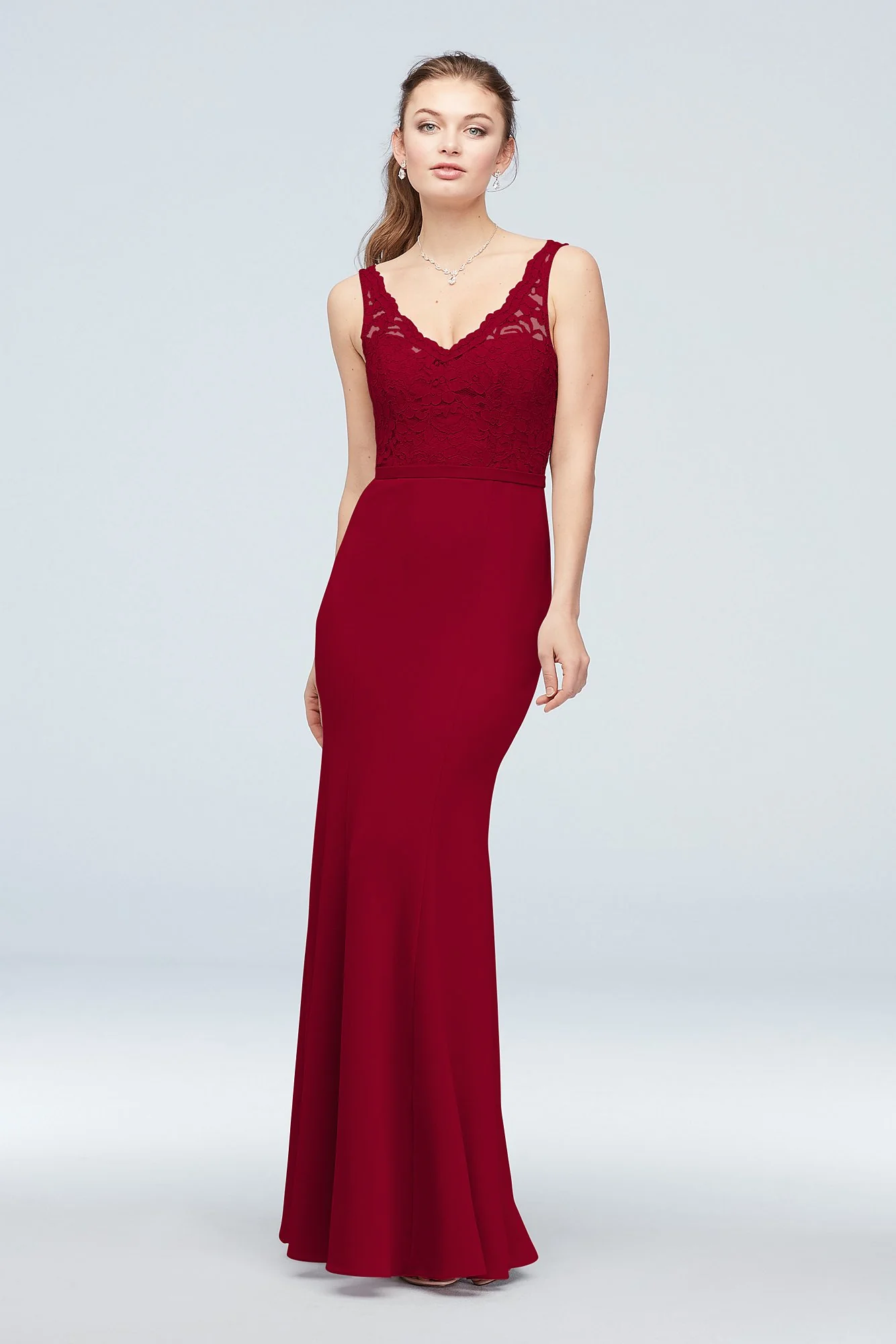 Lace and Stretch Crepe V-Neck Bridesmaid Dress - Image 29
