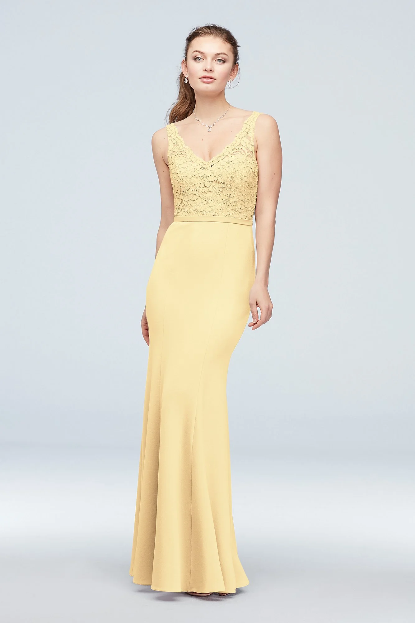 Lace and Stretch Crepe V-Neck Bridesmaid Dress - Image 31