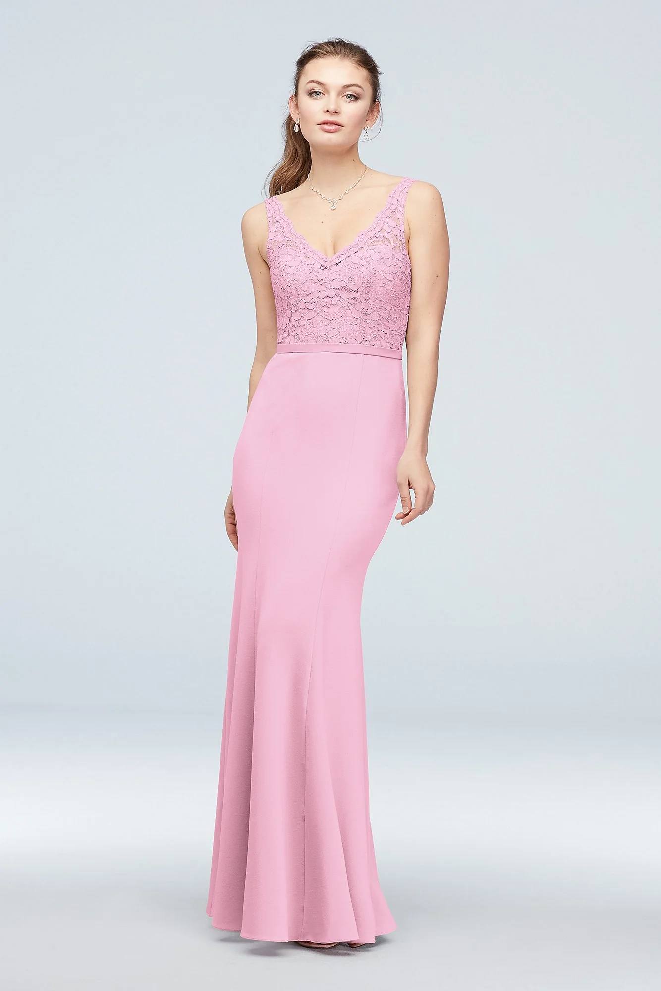 Lace and Stretch Crepe V-Neck Bridesmaid Dress - Image 4