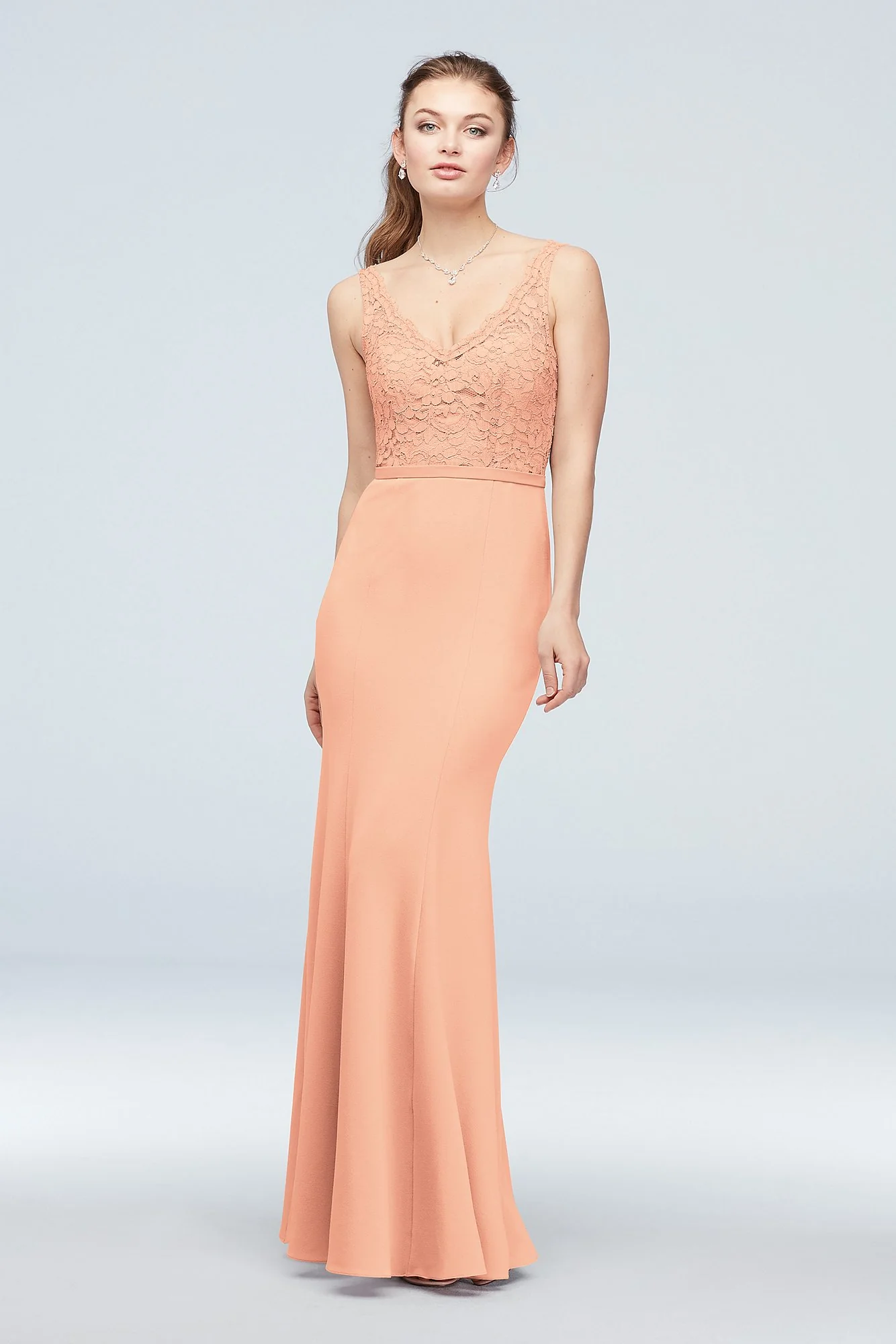 Lace and Stretch Crepe V-Neck Bridesmaid Dress - Image 43