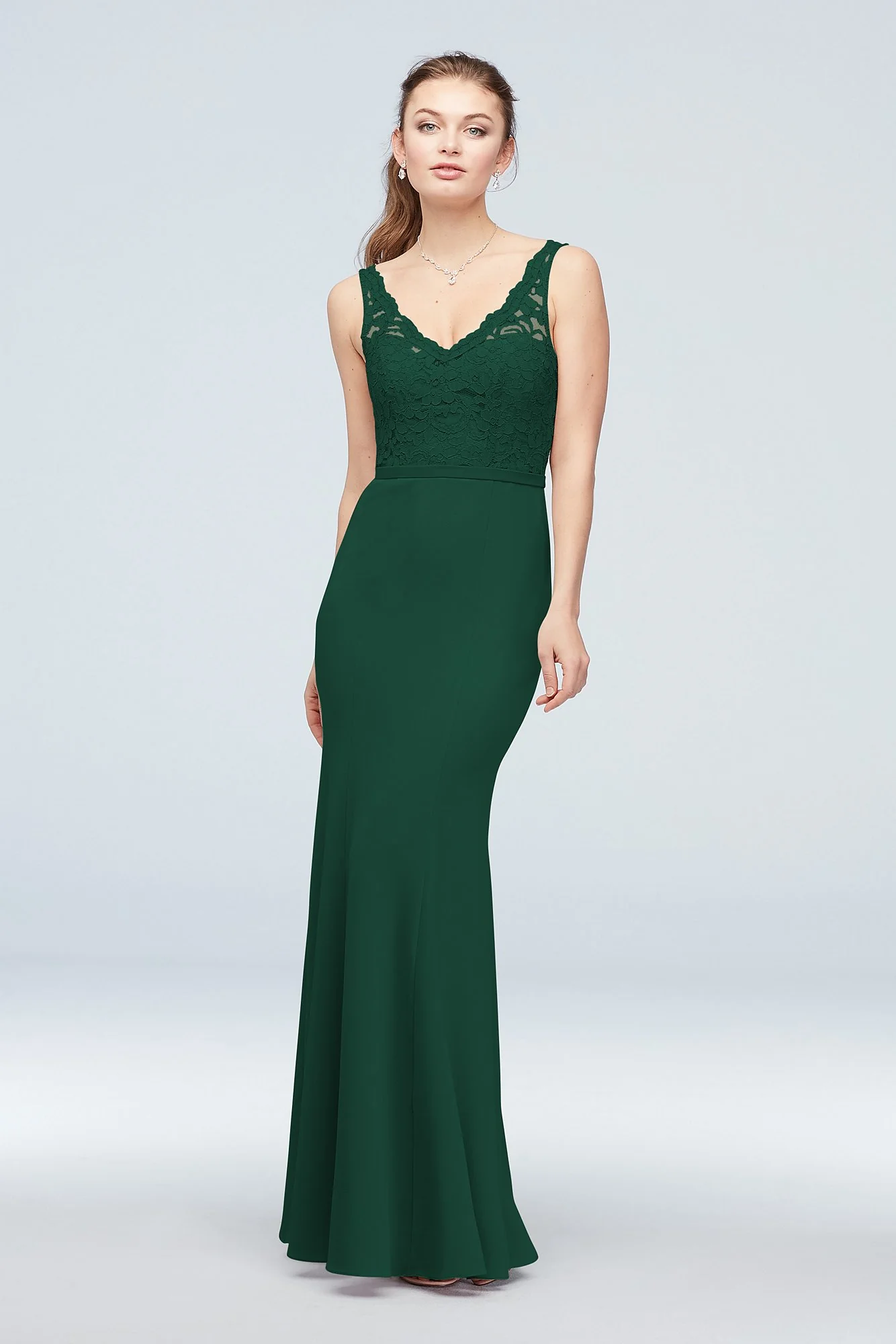 Lace and Stretch Crepe V-Neck Bridesmaid Dress - Image 51