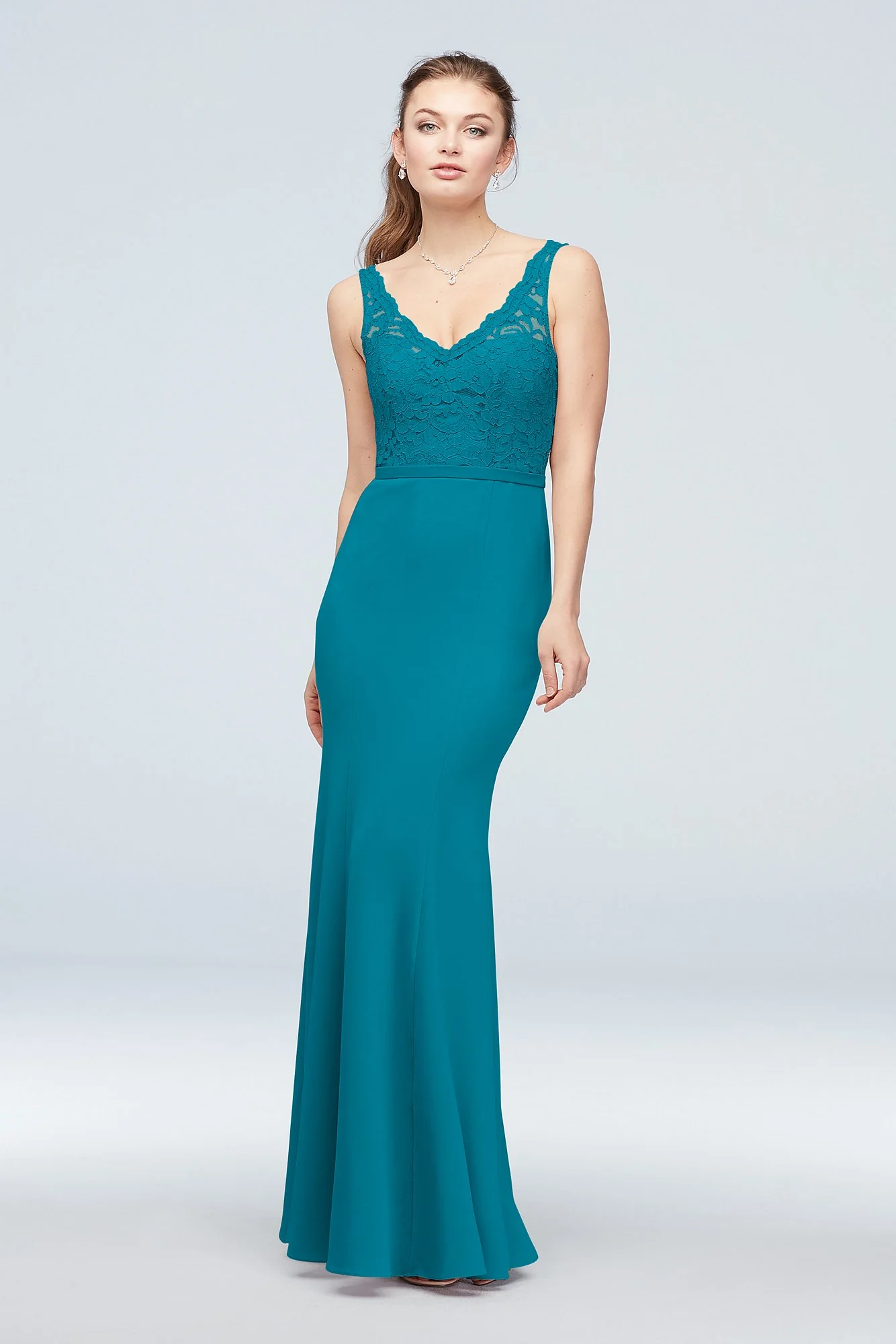 Lace and Stretch Crepe V-Neck Bridesmaid Dress - Image 59