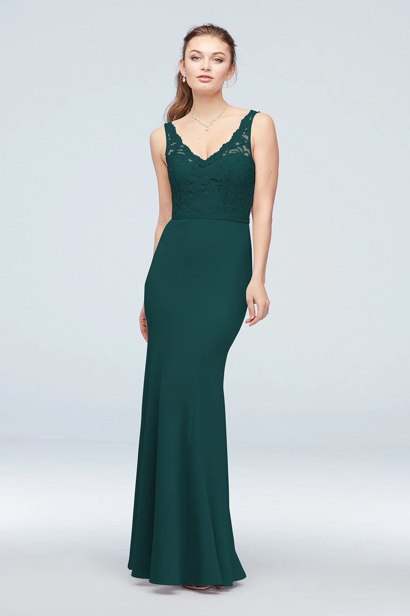 Lace and Stretch Crepe V-Neck Bridesmaid Dress - Image 7