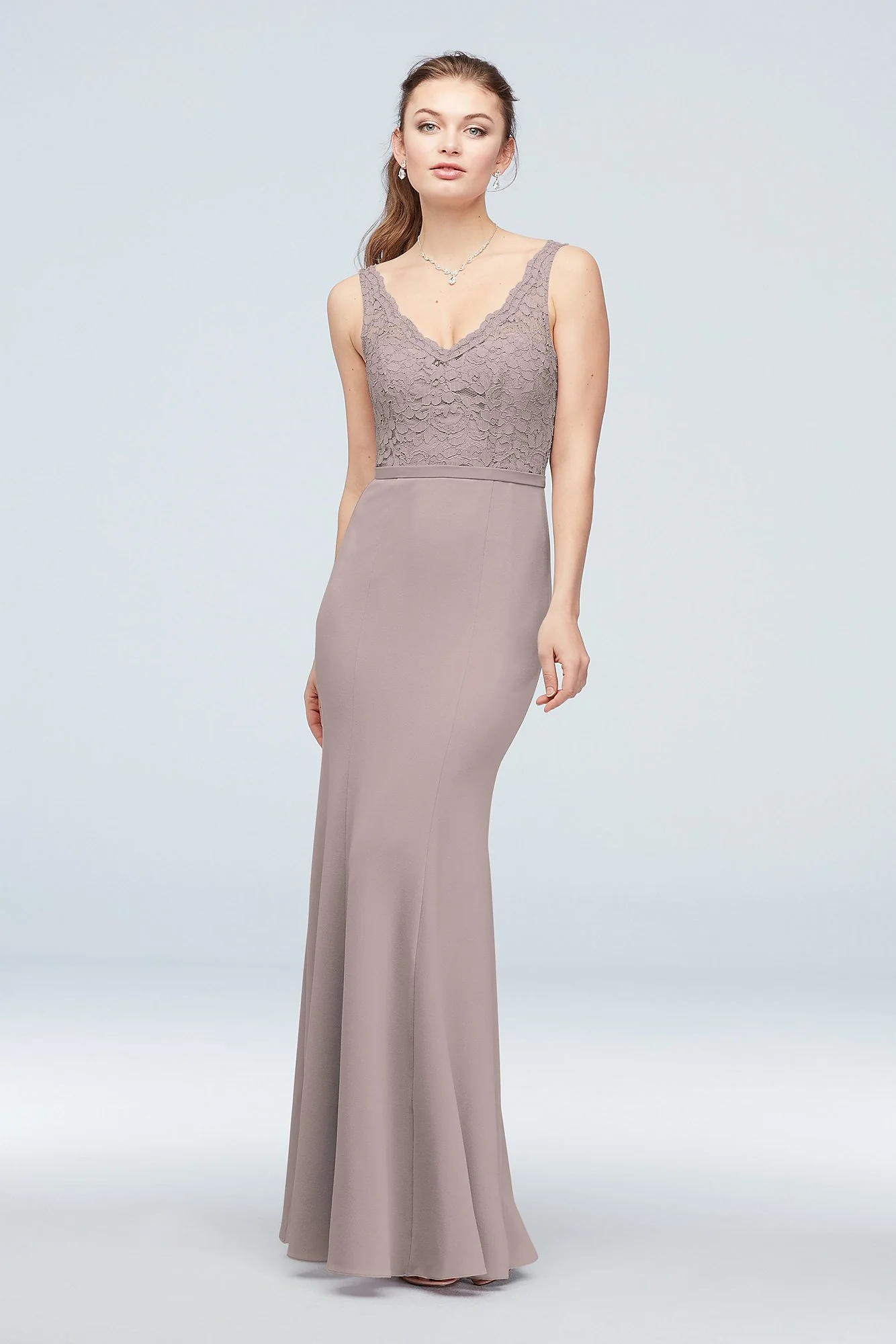 Lace and Stretch Crepe V-Neck Bridesmaid Dress - Image 71