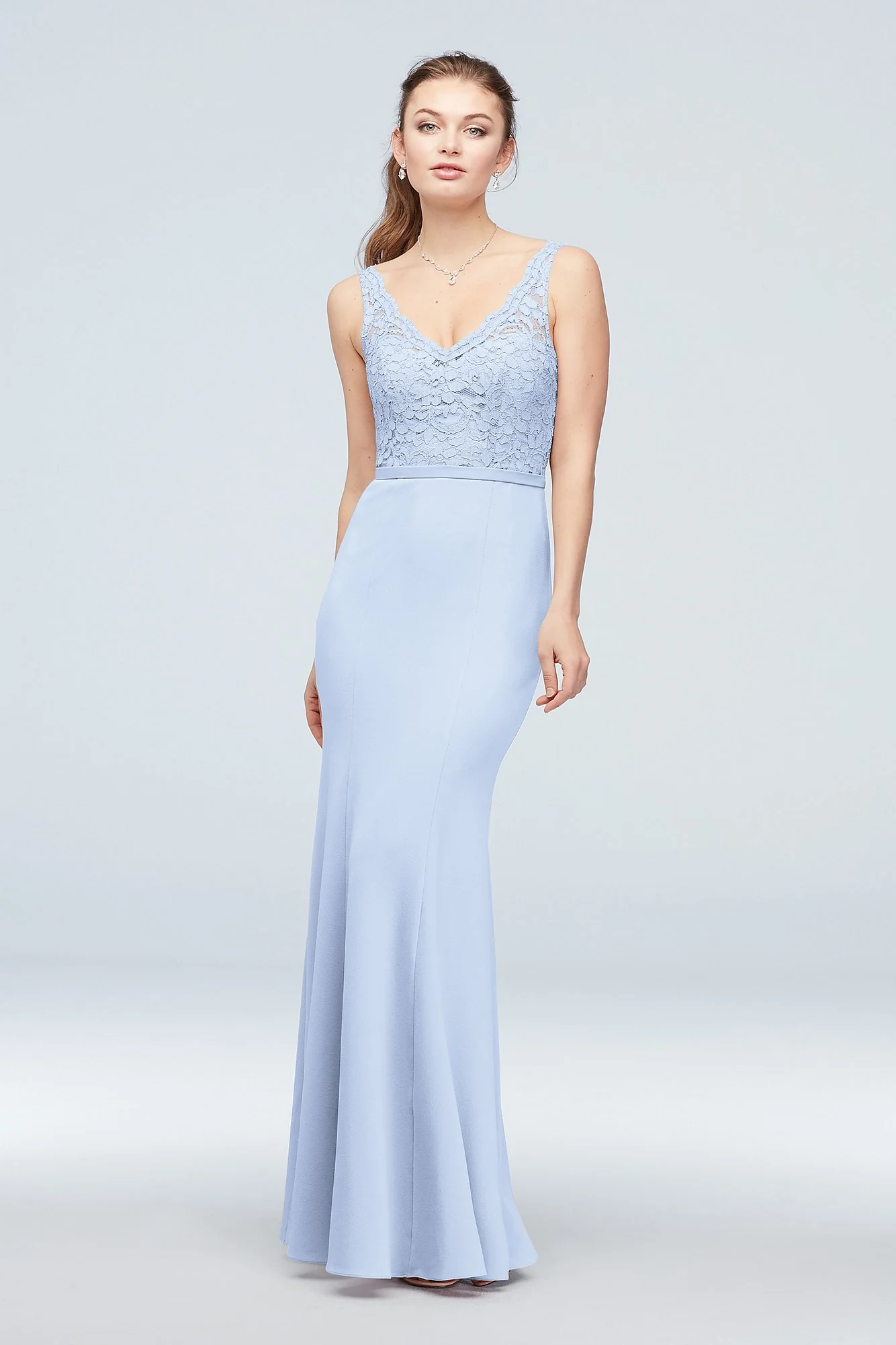 Lace and Stretch Crepe V-Neck Bridesmaid Dress - Image 76