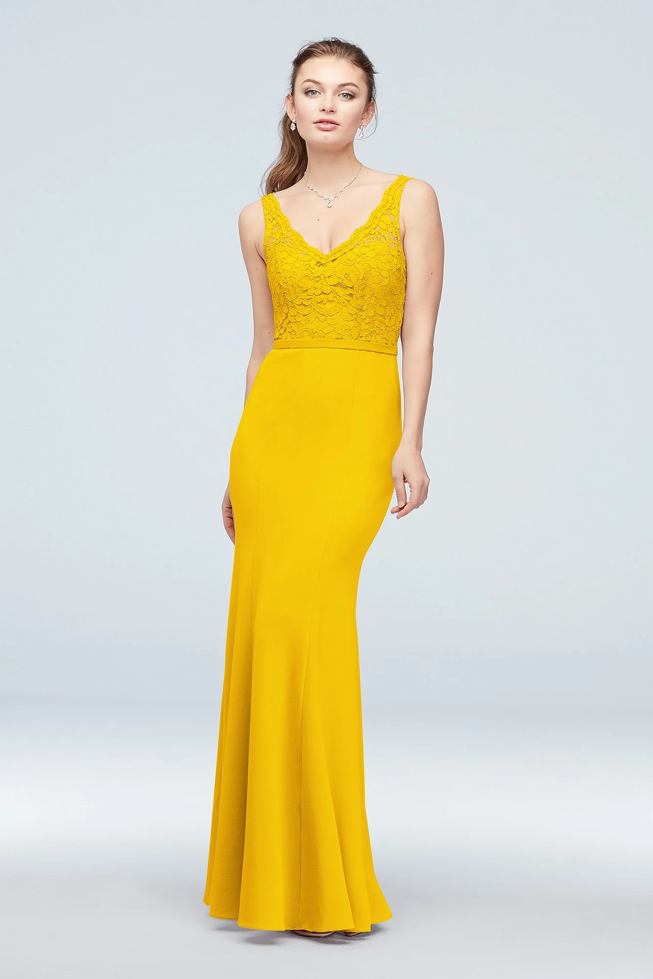 Lace and Stretch Crepe V-Neck Bridesmaid Dress - Image 81
