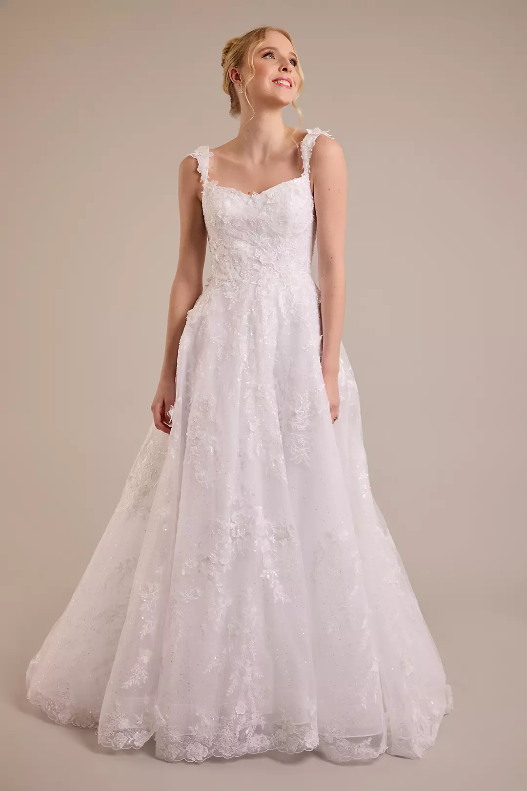 Lace Applique Tank Ball Gown Wedding Dress - Image 16