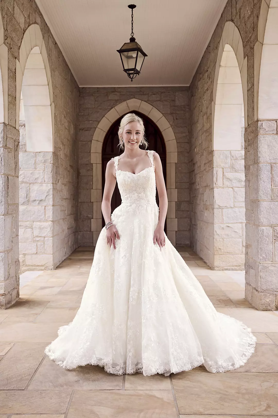 Lace Applique Tank Ball Gown Wedding Dress - Image 4