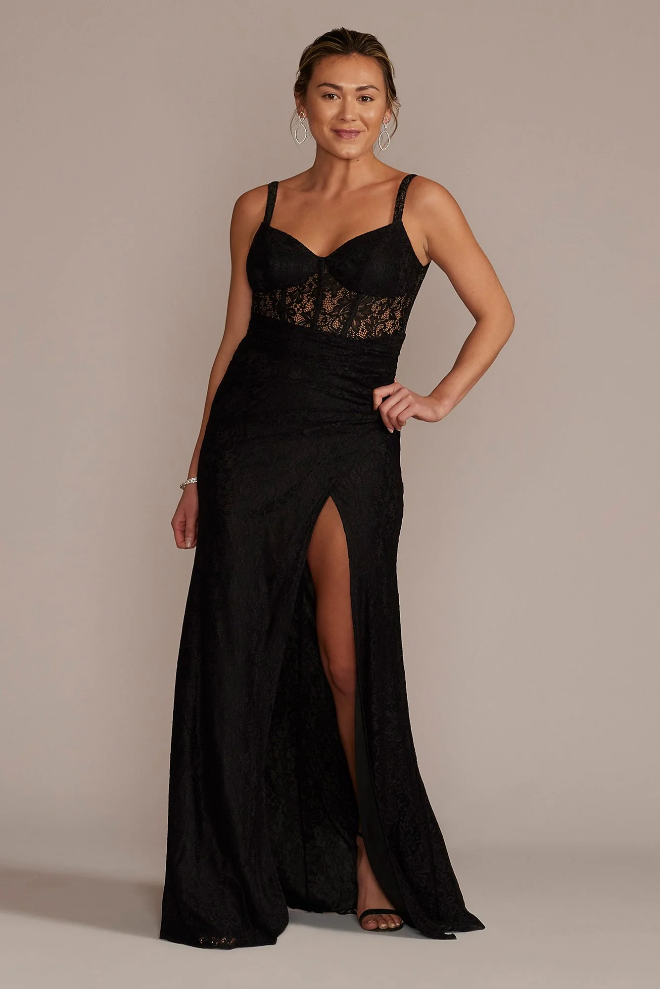 Lace Corset Bodice Dress with Slit - Image 3