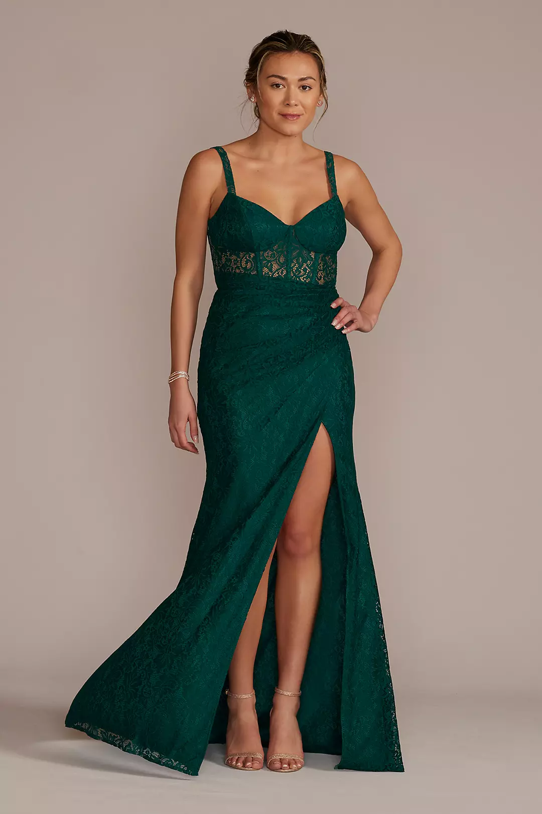 Lace Corset Bodice Dress with Slit - Image 8