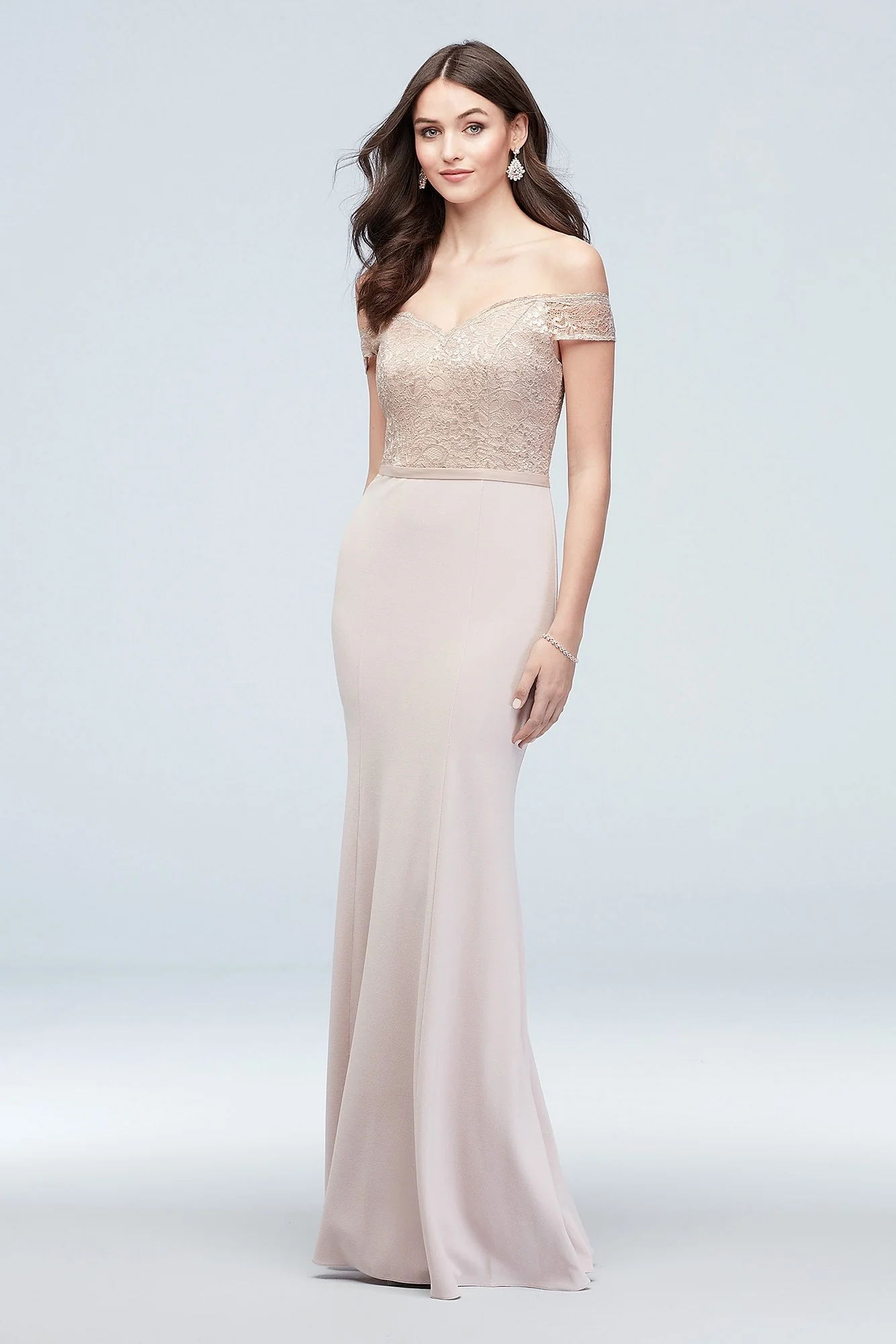 Lace Crepe Off-the-Shoulder Bridesmaid Dress - Image 29