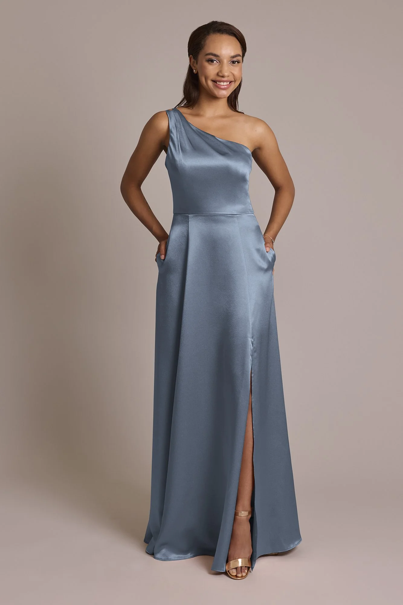 Luxe Charmeuse One-Shoulder Dress - Image 4