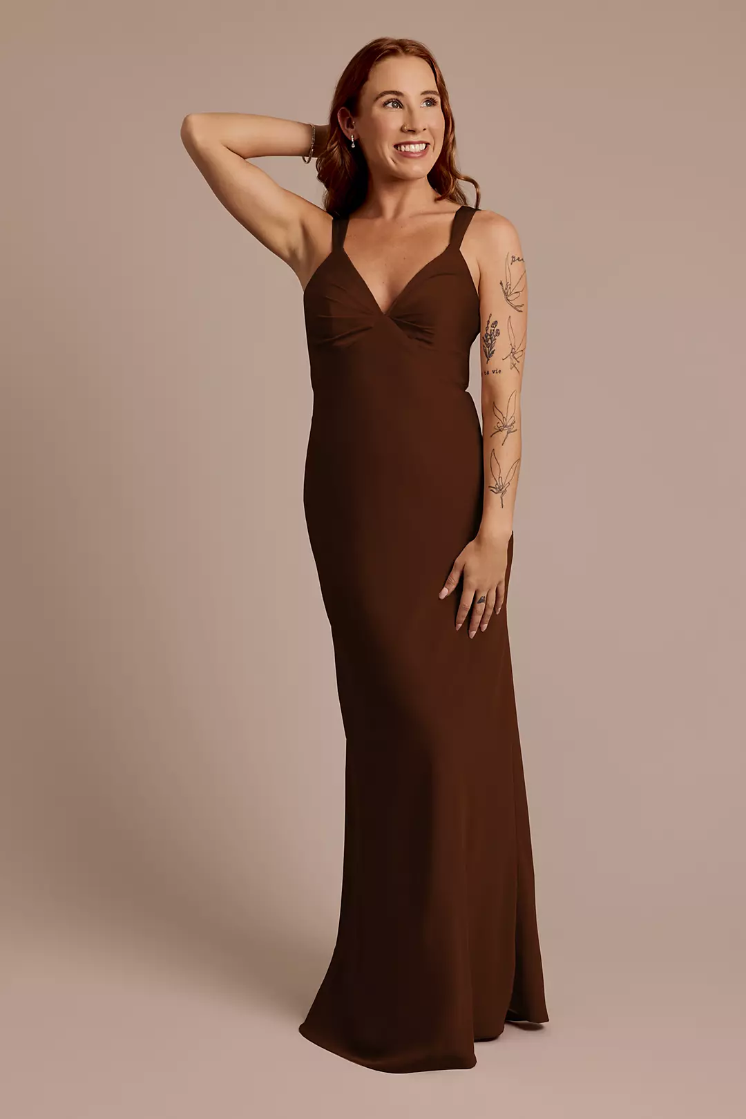 Matte Satin Bias V-Neck Tank Sheath Dress - Image 108