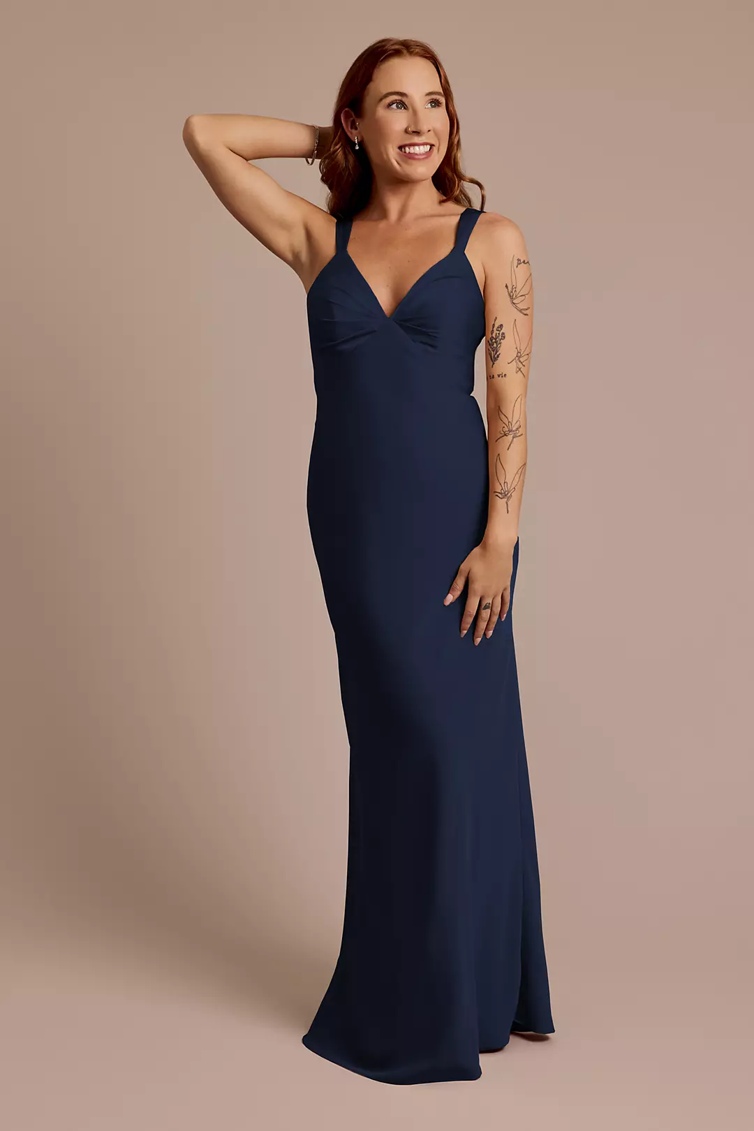 Matte Satin Bias V-Neck Tank Sheath Dress - Image 44