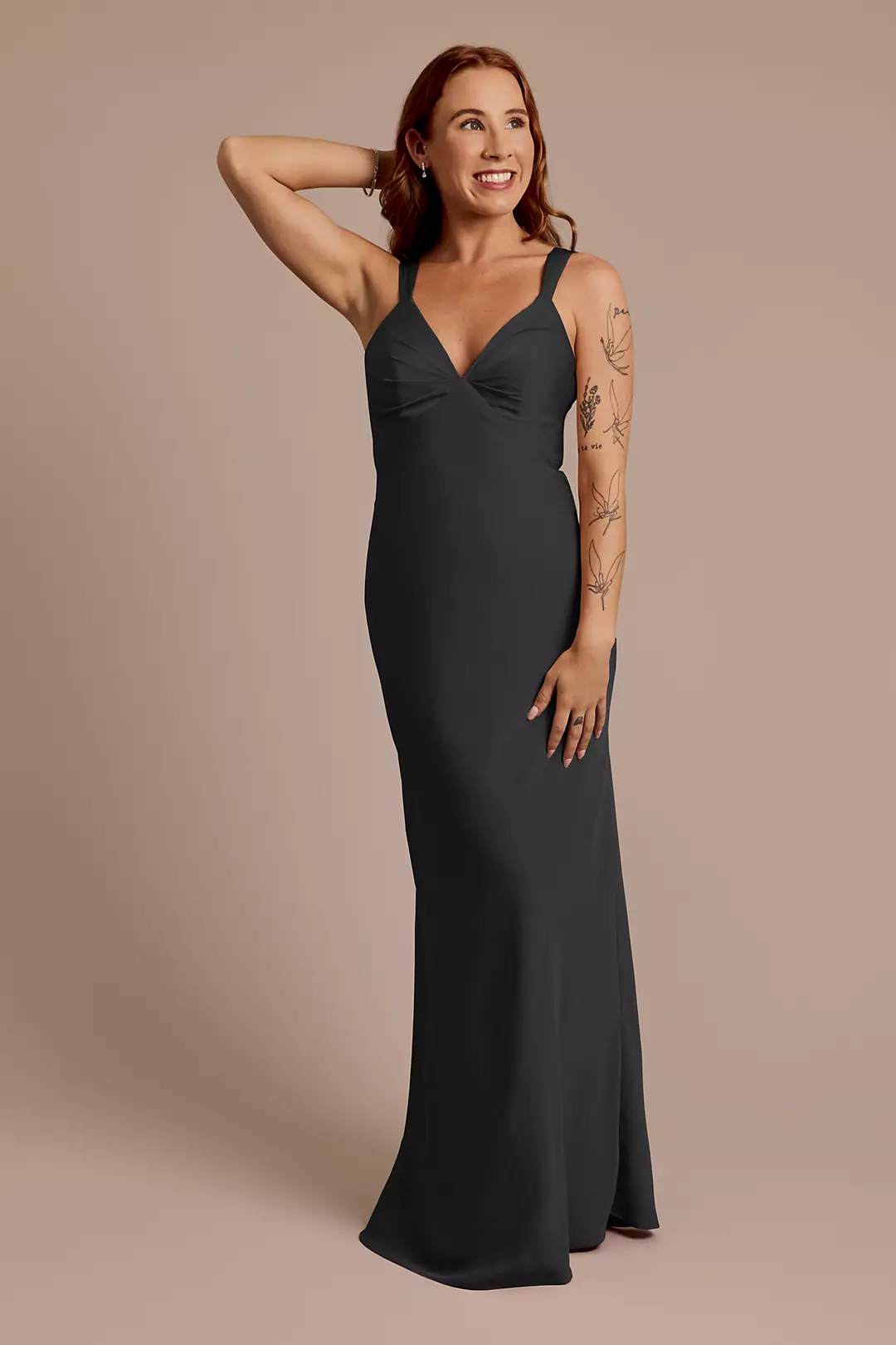 Matte Satin Bias V-Neck Tank Sheath Dress - Image 76